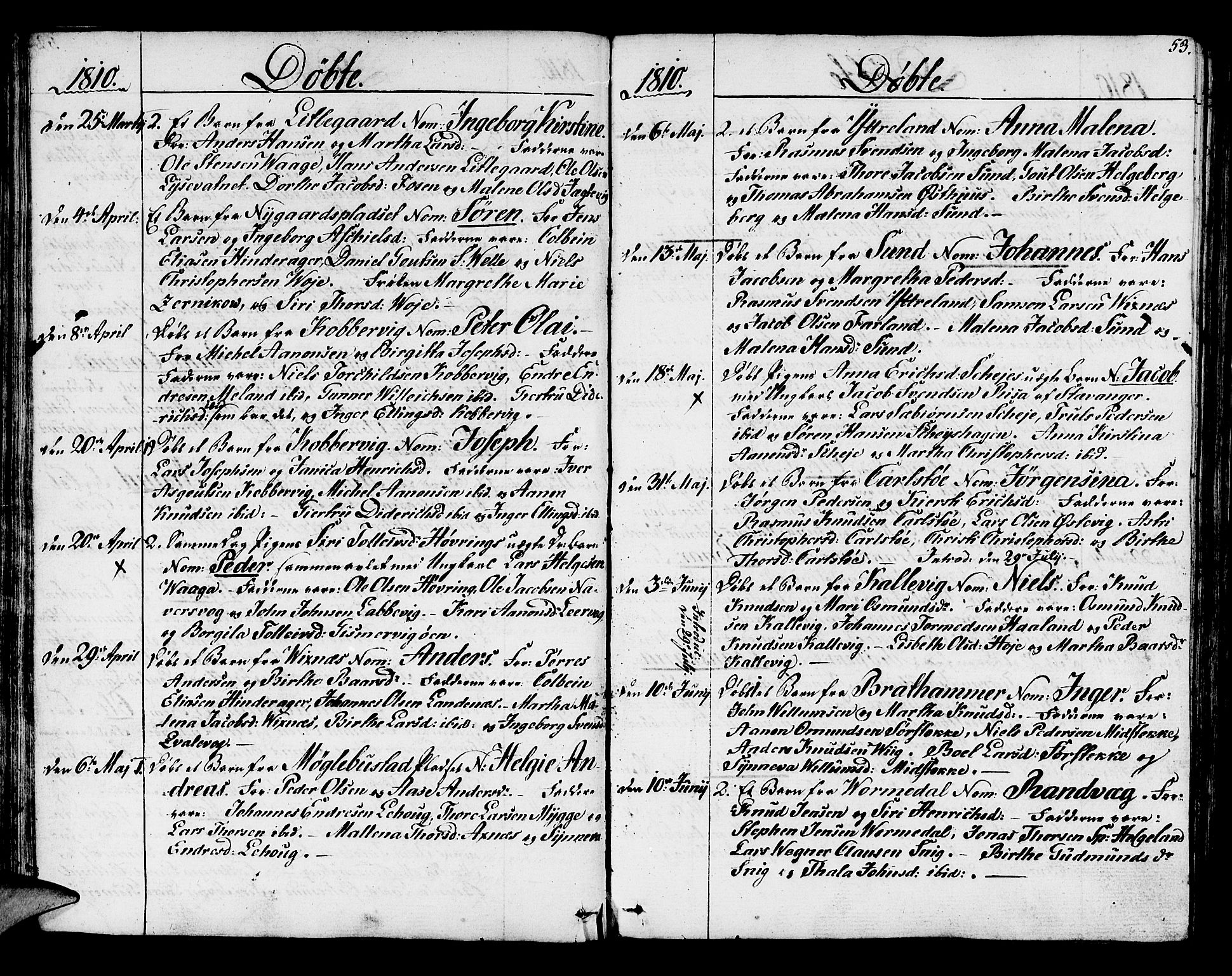 Avaldsnes sokneprestkontor, AV/SAST-A -101851/H/Ha/Haa/L0003: Parish register (official) no. A 3, 1801-1817, p. 53