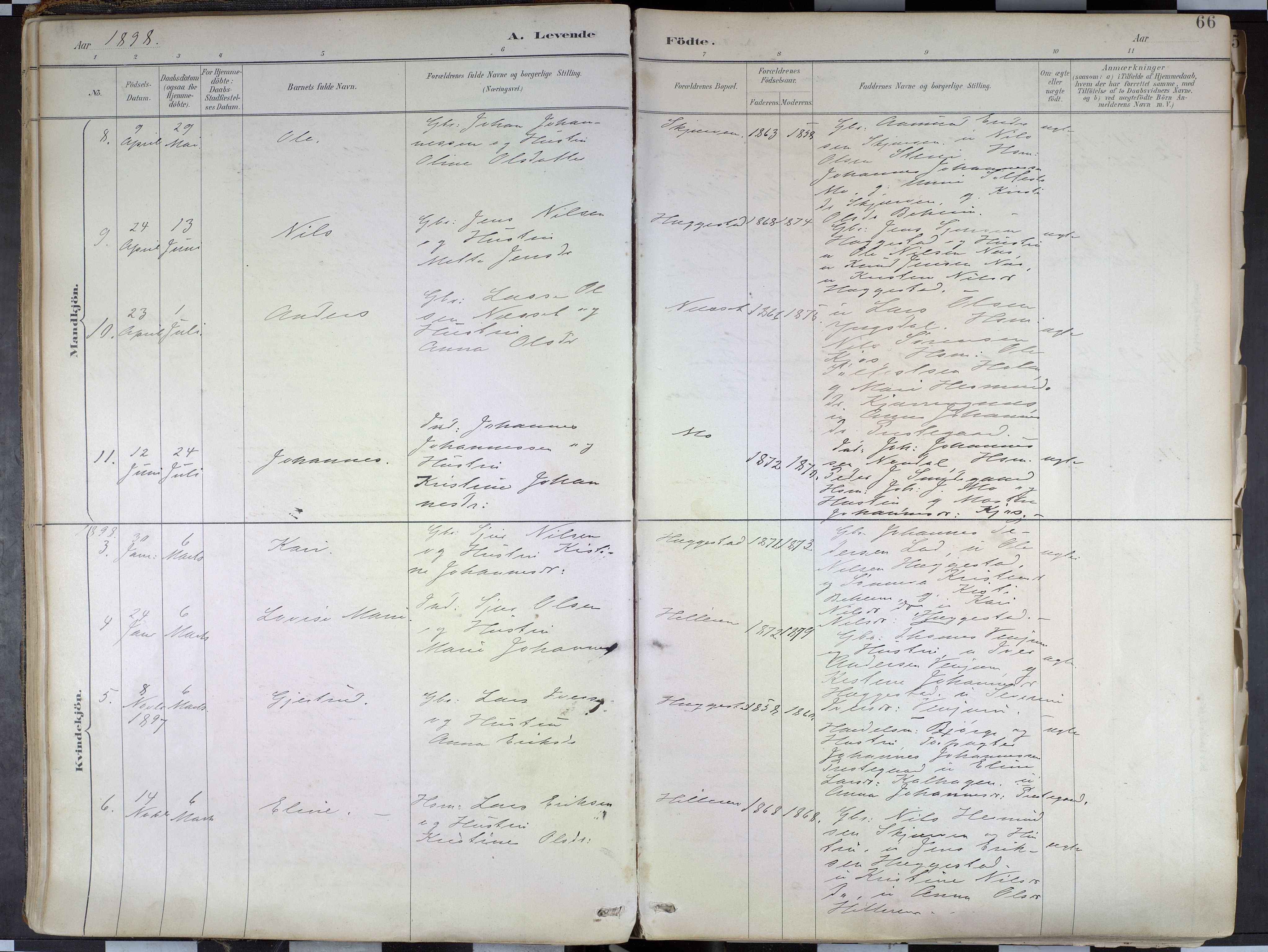 Hafslo sokneprestembete, AV/SAB-A-80301/H/Haa/Haab/L0001: Parish register (official) no. B 1, 1886-1945, p. 66