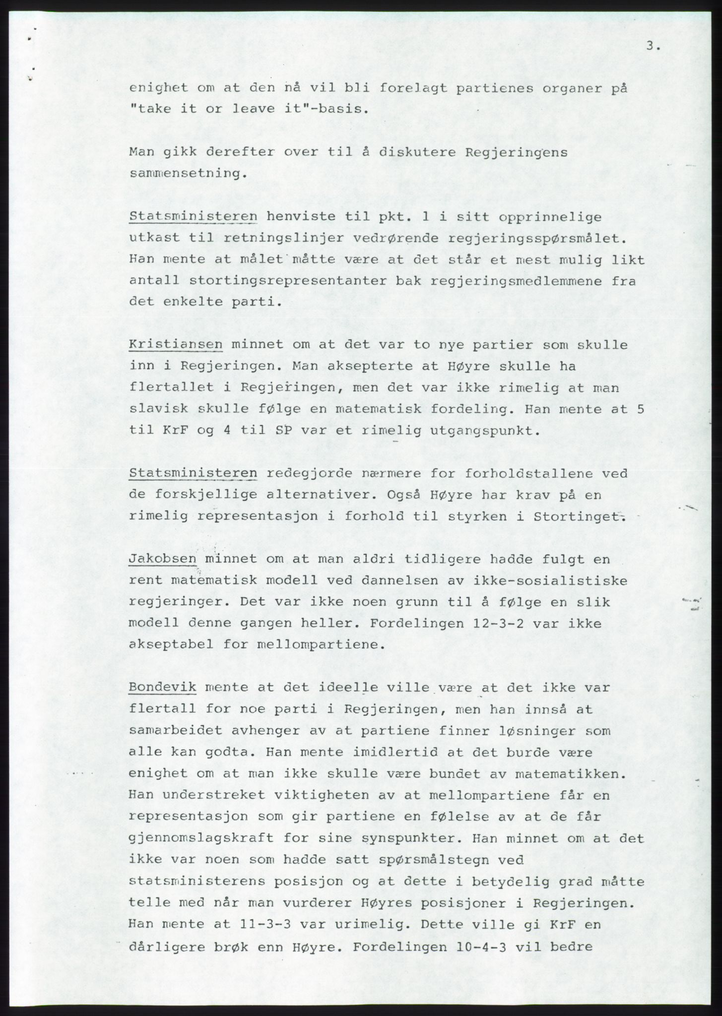 Forhandlingsmøtene 1983 mellom Høyre, KrF og Senterpartiet om dannelse av regjering, AV/RA-PA-0696/A/L0001: Forhandlingsprotokoll, 1983, p. 19