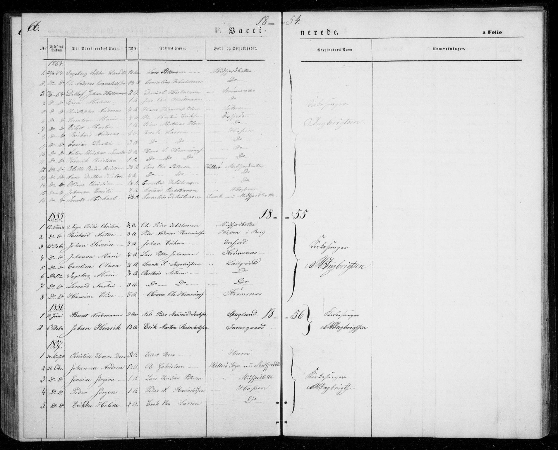 Berg sokneprestkontor, SATØ/S-1318/G/Ga/Gab/L0002klokker: Parish register (copy) no. 2, 1851-1874, p. 66