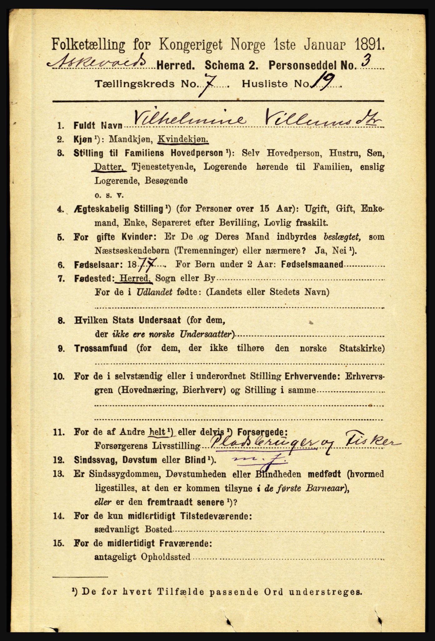 RA, 1891 census for 1428 Askvoll, 1891, p. 2015