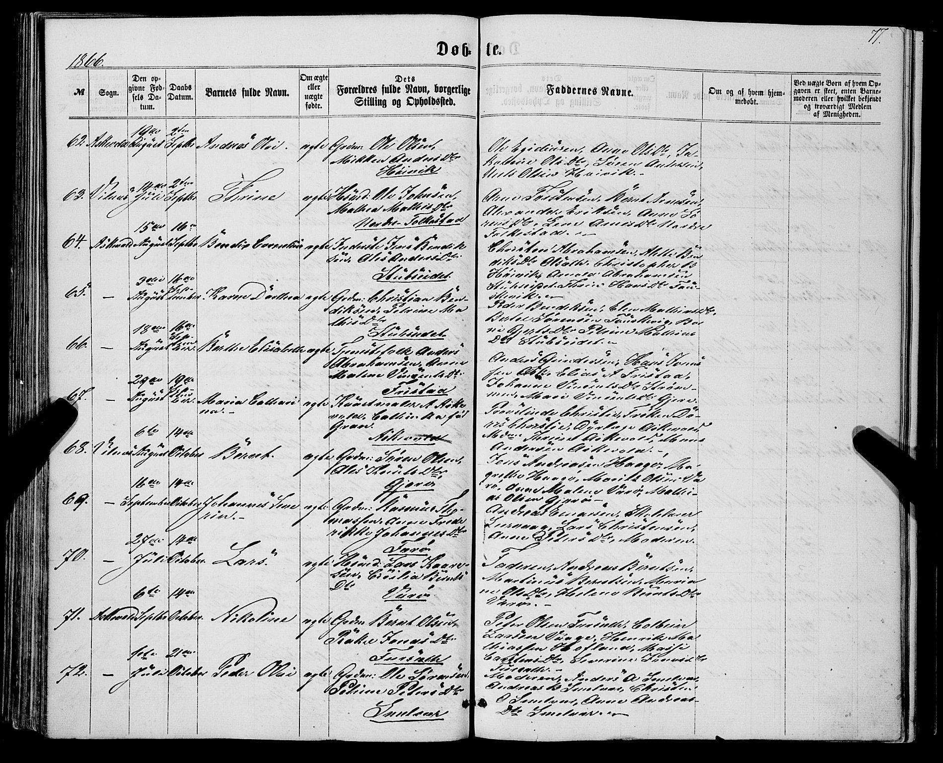 Askvoll sokneprestembete, SAB/A-79501/H/Haa/Haaa/L0012: Parish register (official) no. A 12, 1859-1878, p. 77