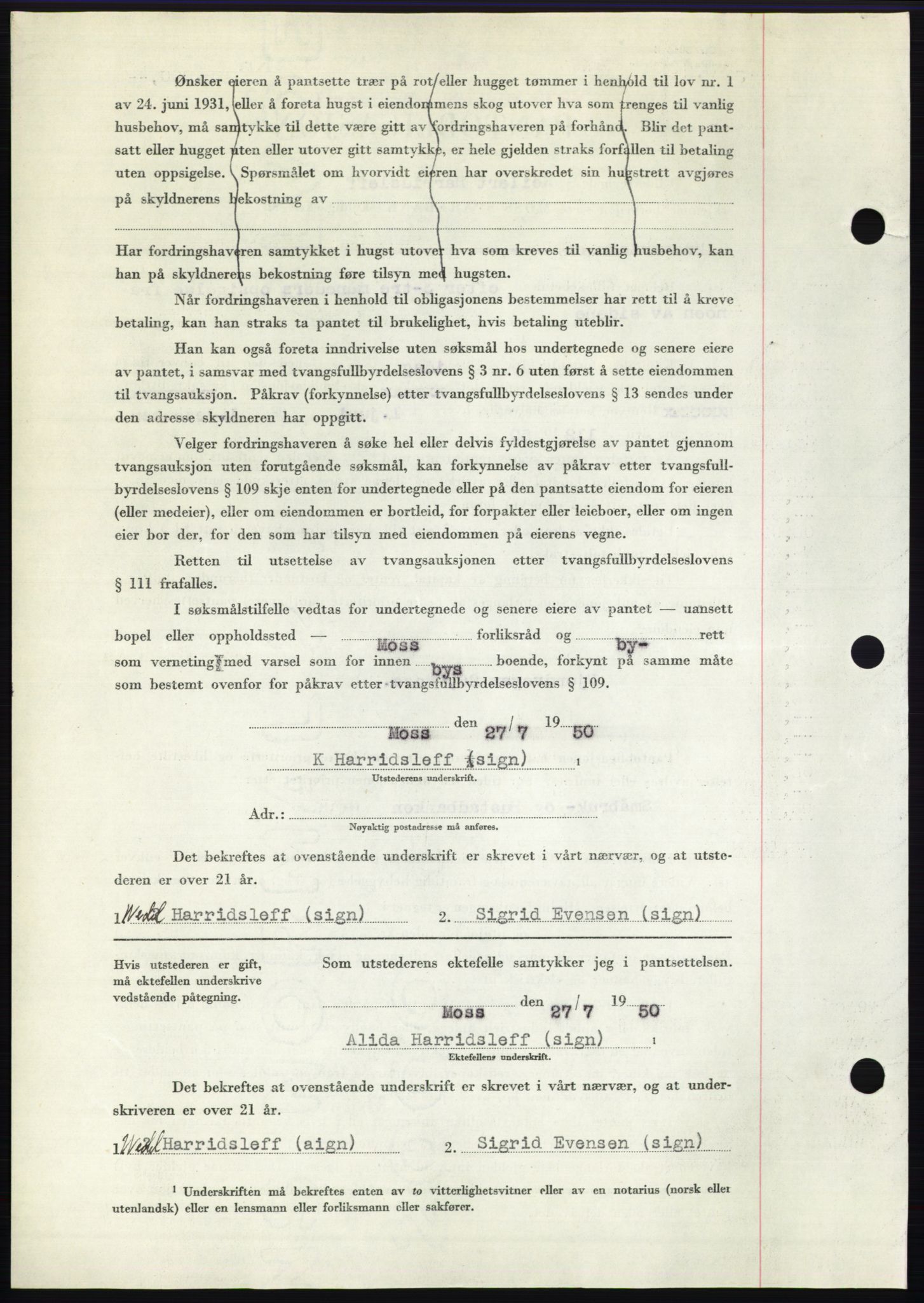 Moss sorenskriveri, AV/SAO-A-10168: Mortgage book no. B24, 1950-1950, Diary no: : 2298/1950