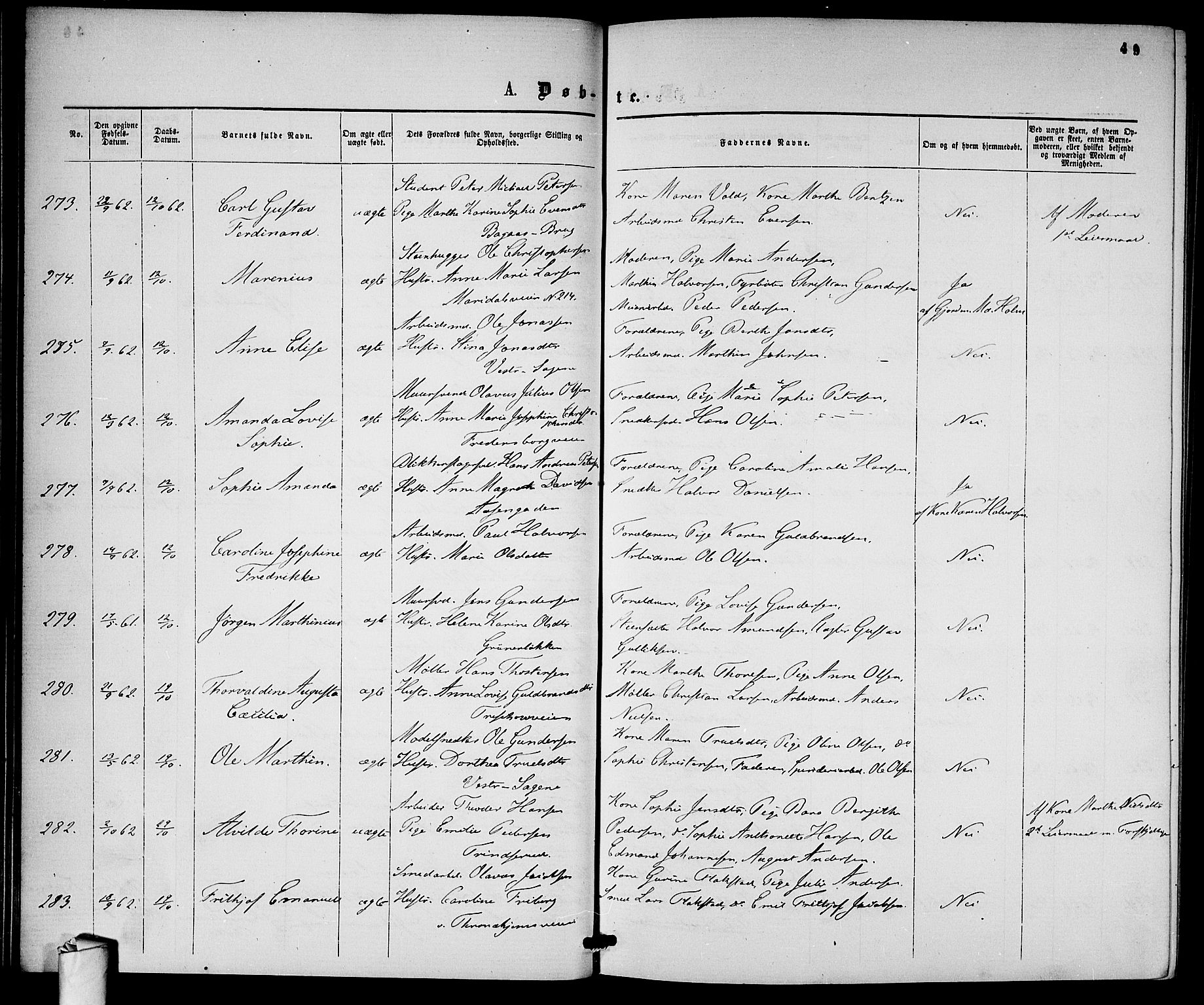 Gamle Aker prestekontor Kirkebøker, AV/SAO-A-10617a/G/L0001: Parish register (copy) no. 1, 1861-1868, p. 49