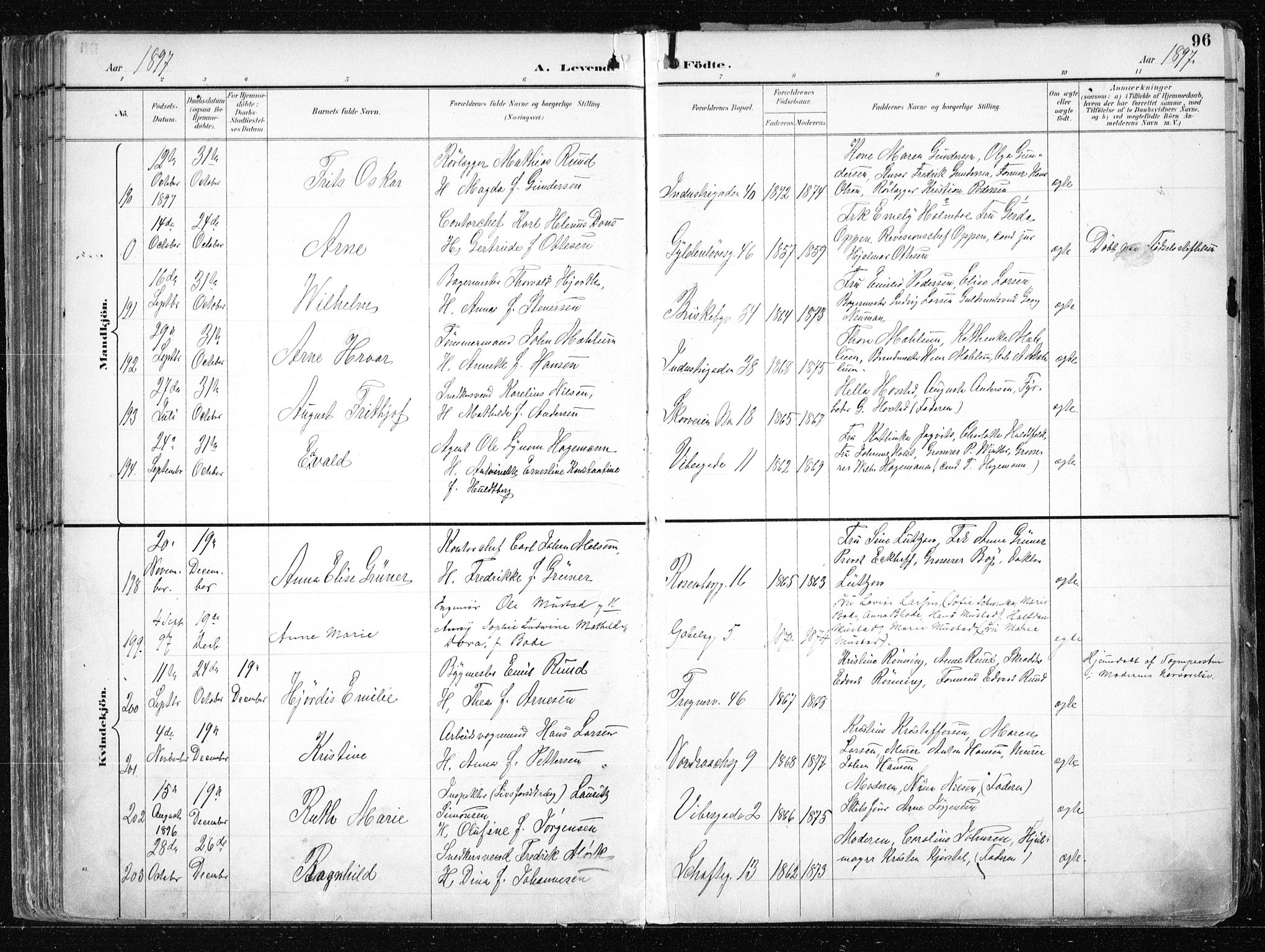 Uranienborg prestekontor Kirkebøker, AV/SAO-A-10877/F/Fa/L0005: Parish register (official) no. 5, 1895-1907, p. 96