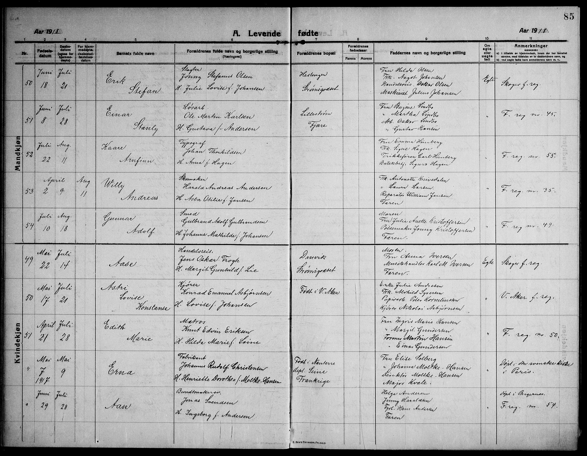 Strømsø kirkebøker, AV/SAKO-A-246/F/Fa/L0029: Parish register (official) no. I 27, 1915-1930, p. 85