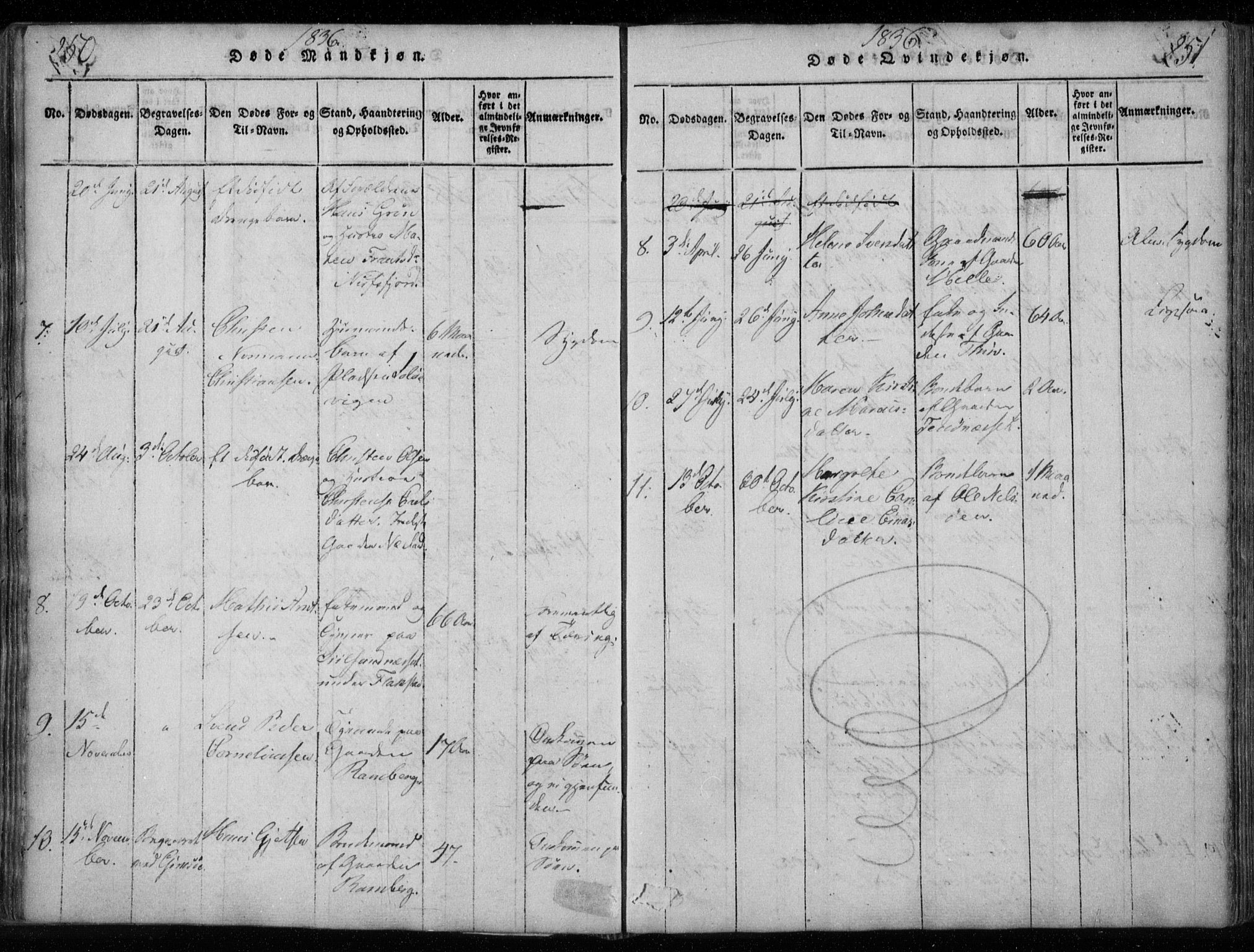 Ministerialprotokoller, klokkerbøker og fødselsregistre - Nordland, AV/SAT-A-1459/885/L1201: Parish register (official) no. 885A02, 1820-1837, p. 250-251