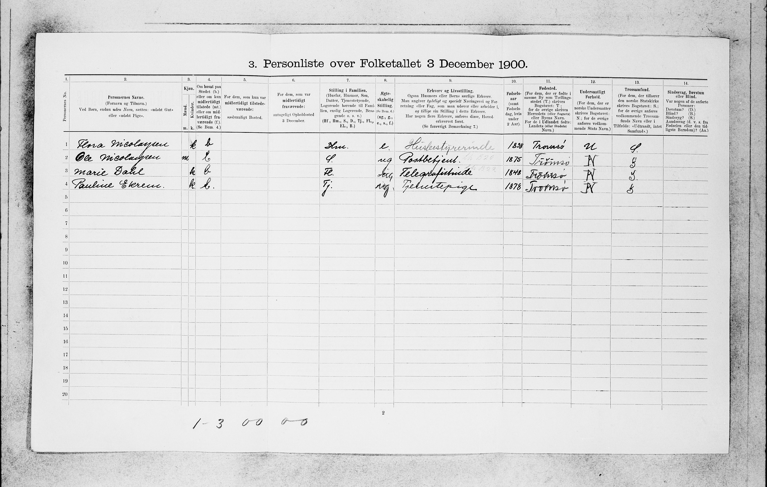 SAB, 1900 census for Bergen, 1900, p. 22795