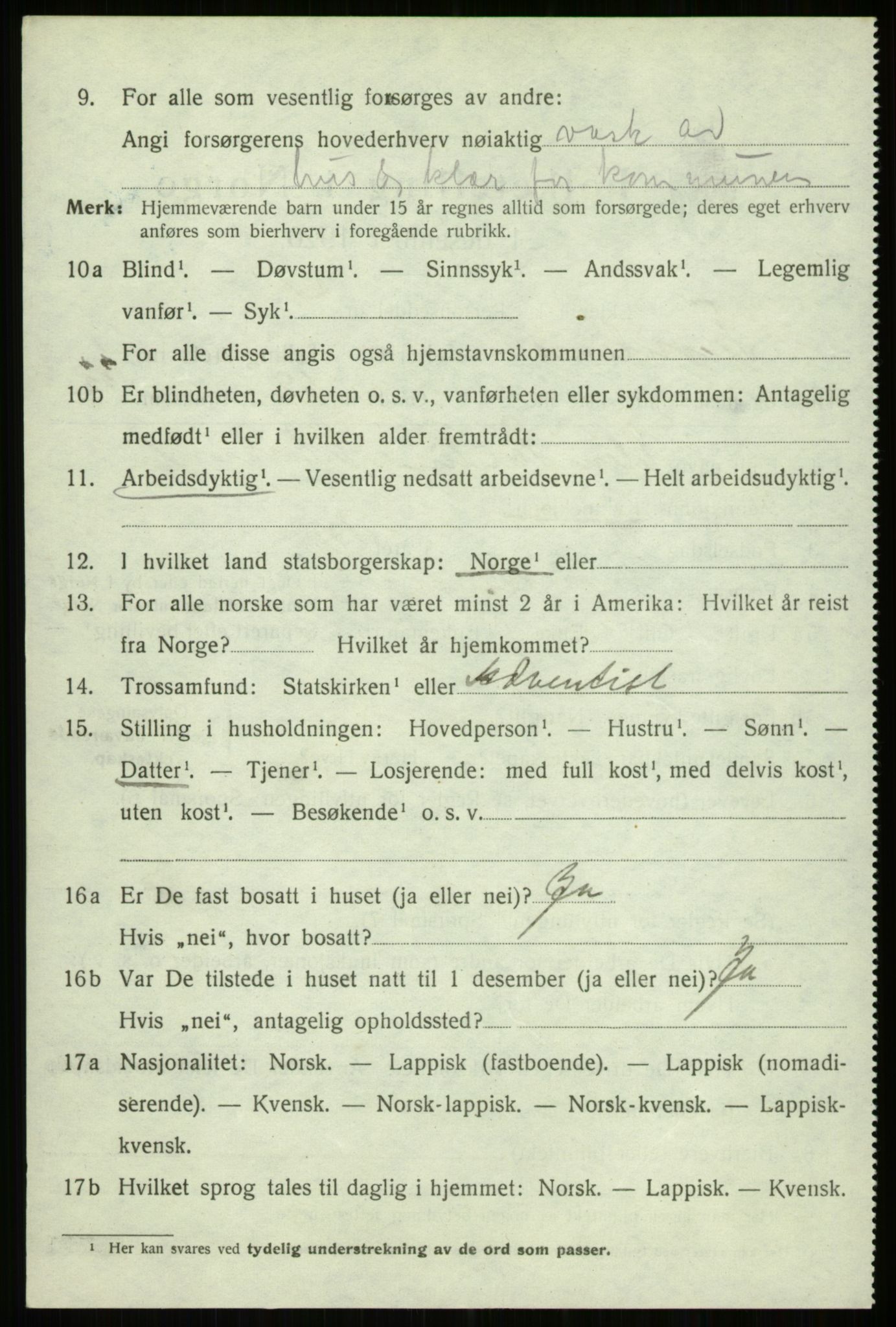 SATØ, 1920 census for Trondenes, 1920, p. 16967