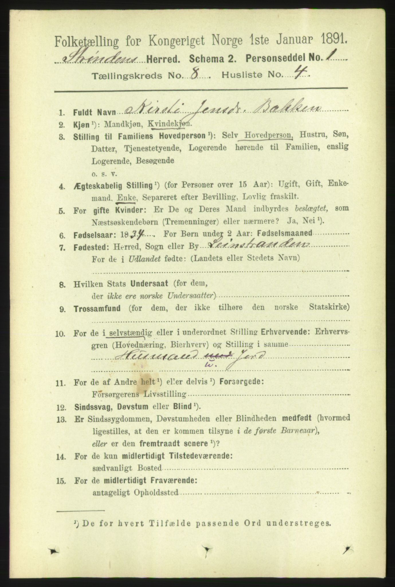RA, 1891 census for 1660 Strinda, 1891, p. 7099