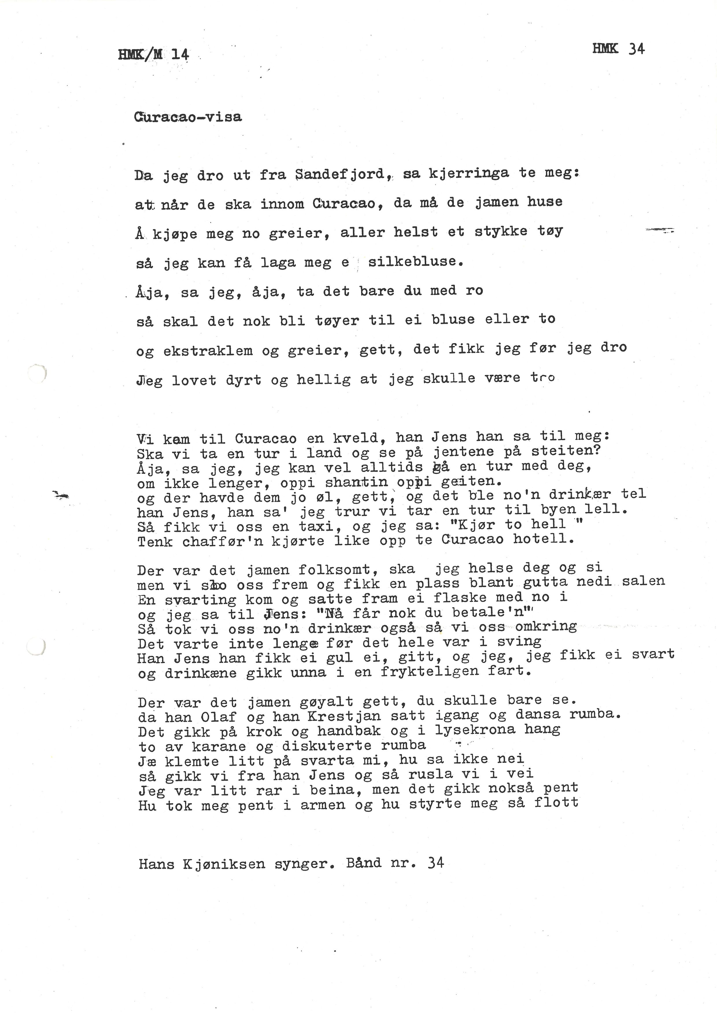 Sa 16 - Folkemusikk fra Vestfold, Gjerdesamlingen, VEMU/A-1868/I/L0001: Informantregister med intervjunedtegnelser, 1979-1986