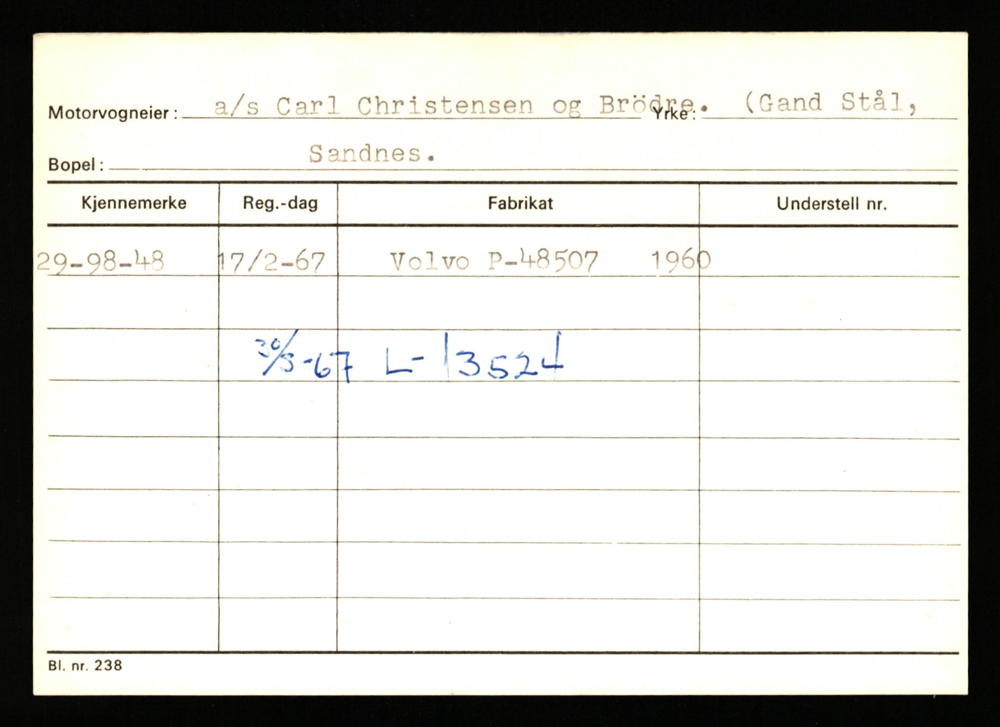 Stavanger trafikkstasjon, AV/SAST-A-101942/0/G/L0011: Registreringsnummer: 240000 - 363477, 1930-1971, p. 1237