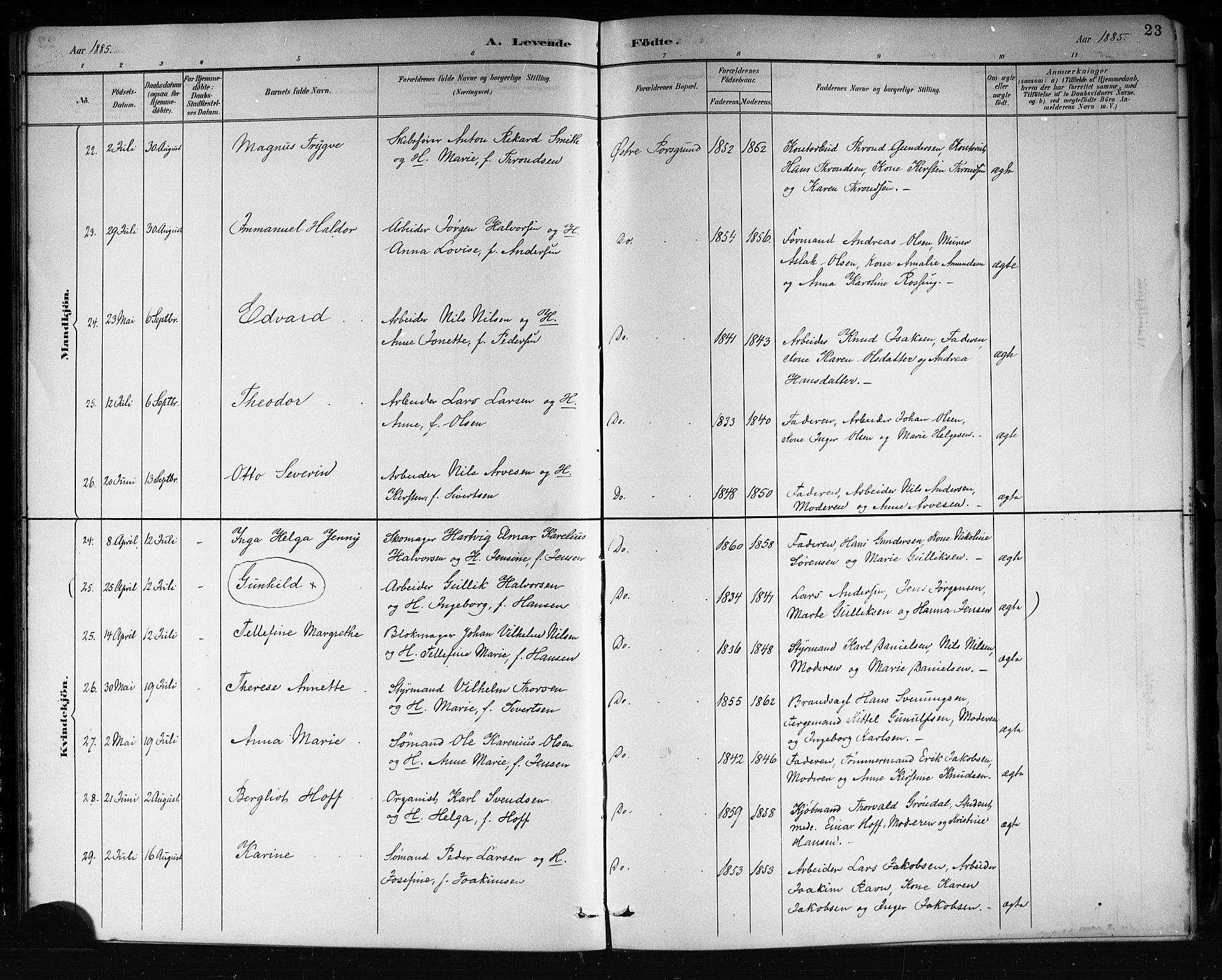 Porsgrunn kirkebøker , SAKO/A-104/G/Gb/L0005: Parish register (copy) no. II 5, 1883-1915, p. 23