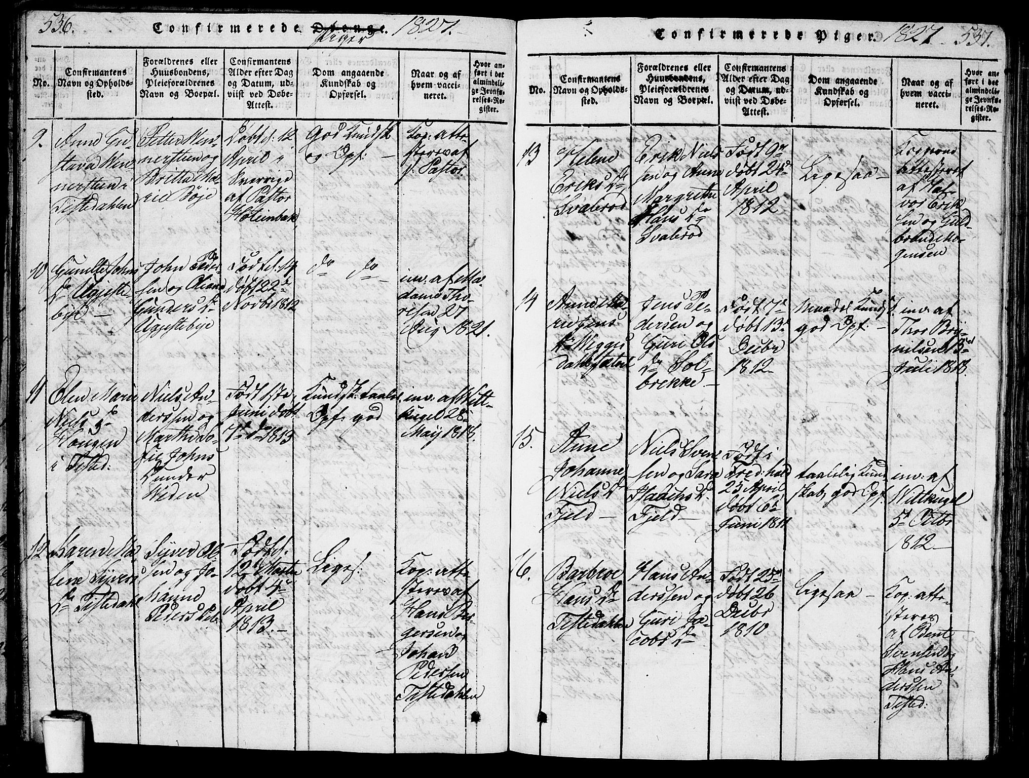 Berg prestekontor Kirkebøker, SAO/A-10902/G/Ga/L0001: Parish register (copy) no. I 1, 1815-1832, p. 536-537