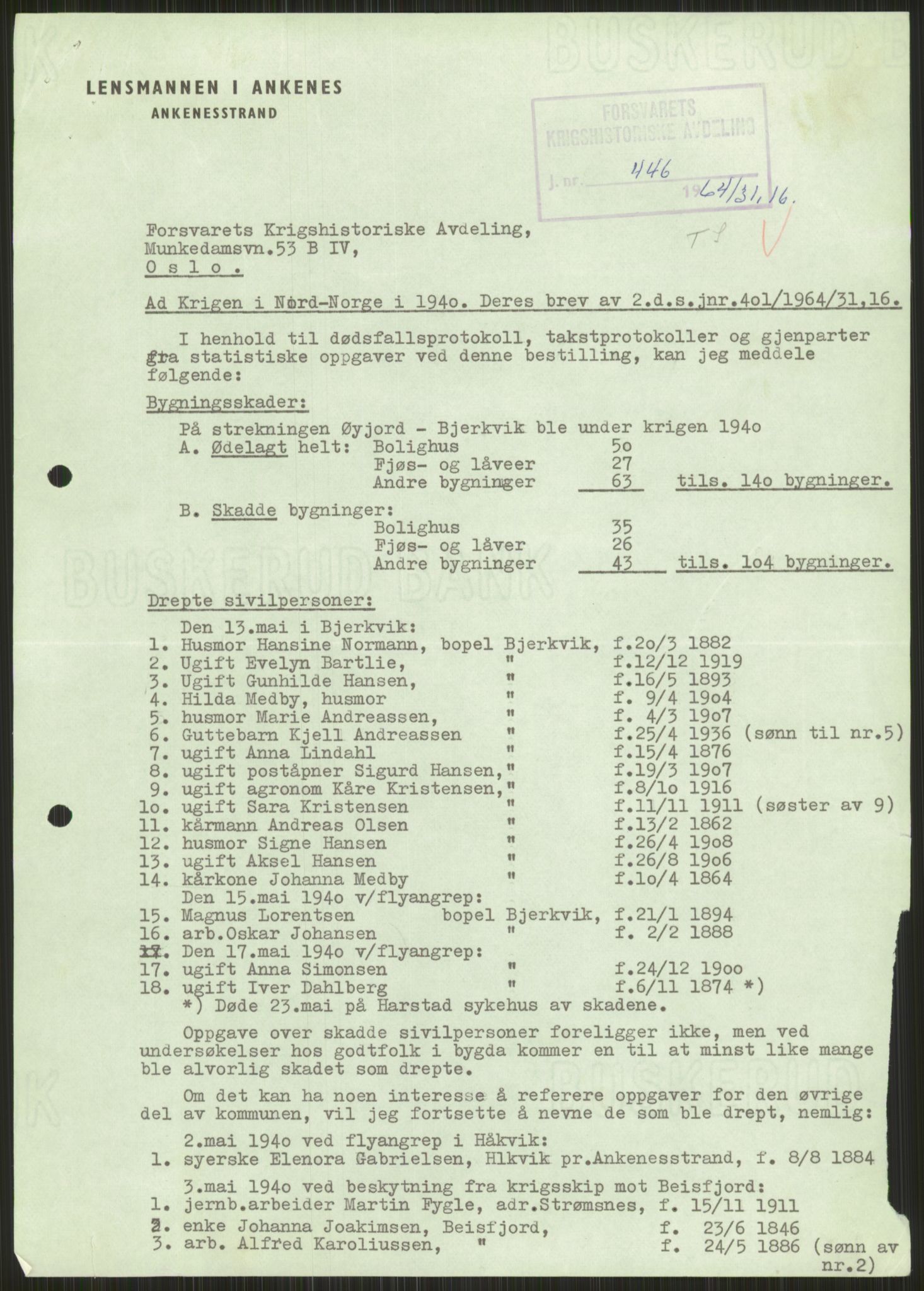 Forsvaret, Forsvarets krigshistoriske avdeling, RA/RAFA-2017/Y/Ya/L0017: II-C-11-31 - Fylkesmenn.  Rapporter om krigsbegivenhetene 1940., 1940, p. 24