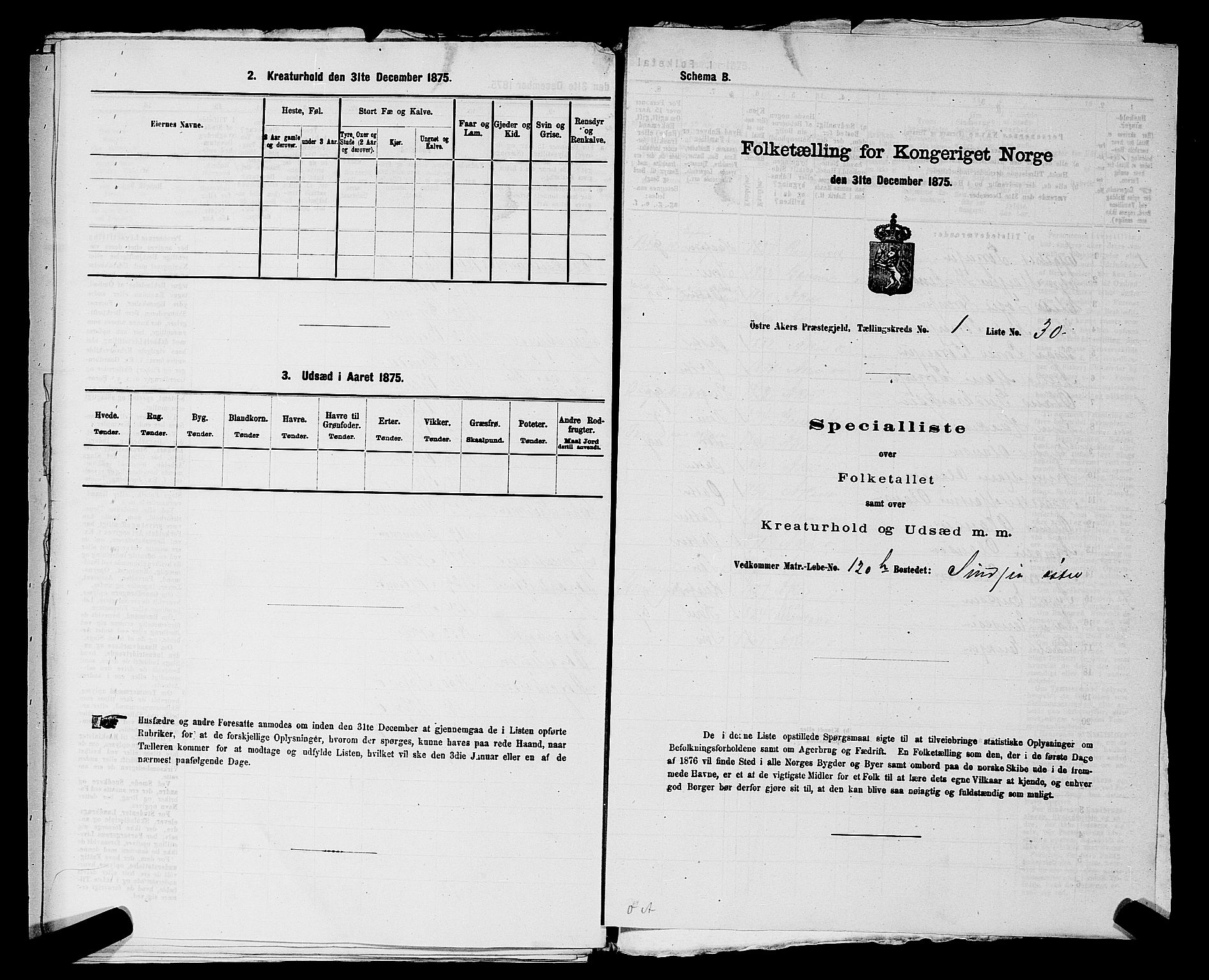 RA, 1875 census for 0218bP Østre Aker, 1875, p. 276