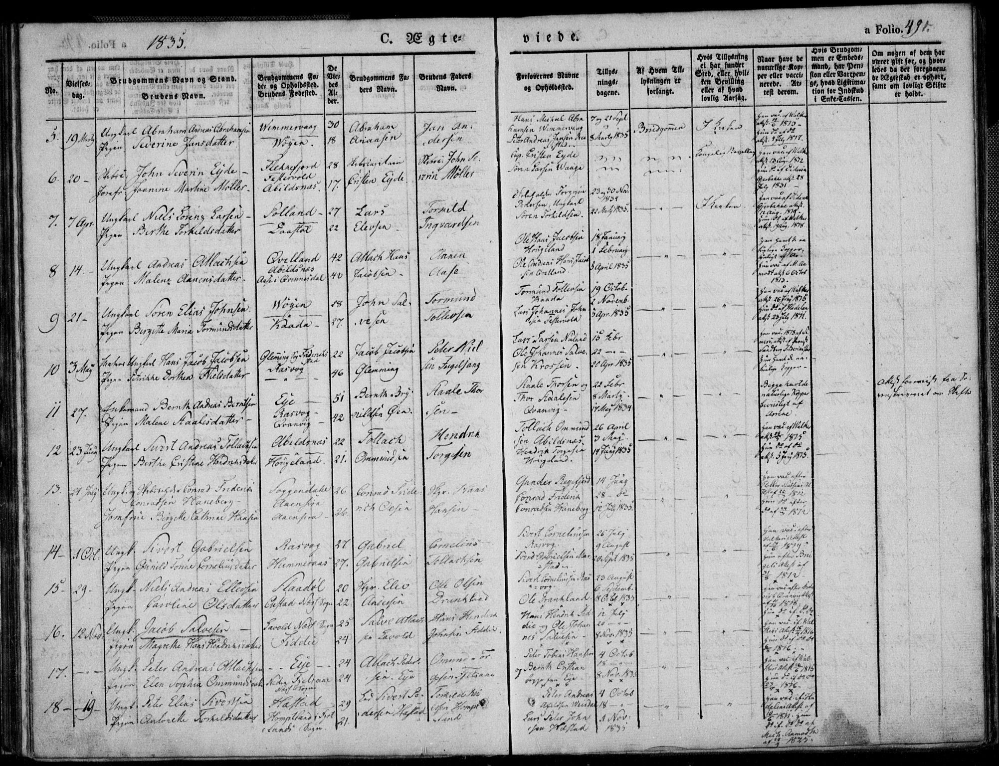 Flekkefjord sokneprestkontor, AV/SAK-1111-0012/F/Fb/Fbb/L0002: Parish register (copy) no. B 2b, 1831-1866, p. 491