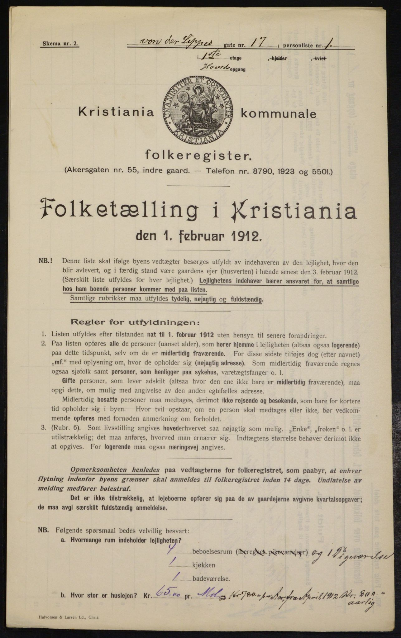 OBA, Municipal Census 1912 for Kristiania, 1912, p. 125377