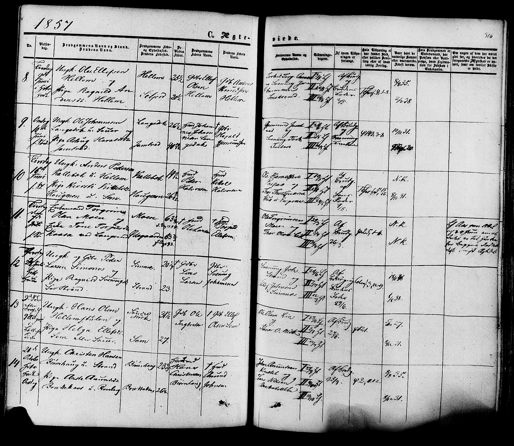 Heddal kirkebøker, SAKO/A-268/F/Fa/L0007: Parish register (official) no. I 7, 1855-1877, p. 316