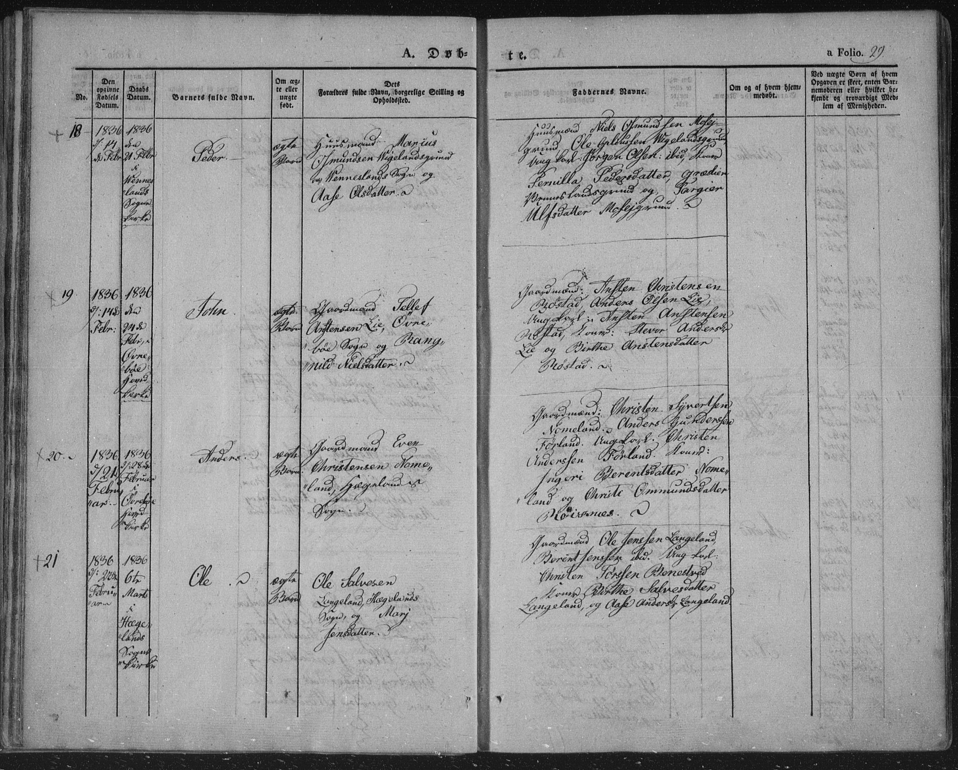 Vennesla sokneprestkontor, AV/SAK-1111-0045/Fa/Fac/L0004: Parish register (official) no. A 4, 1834-1855, p. 29