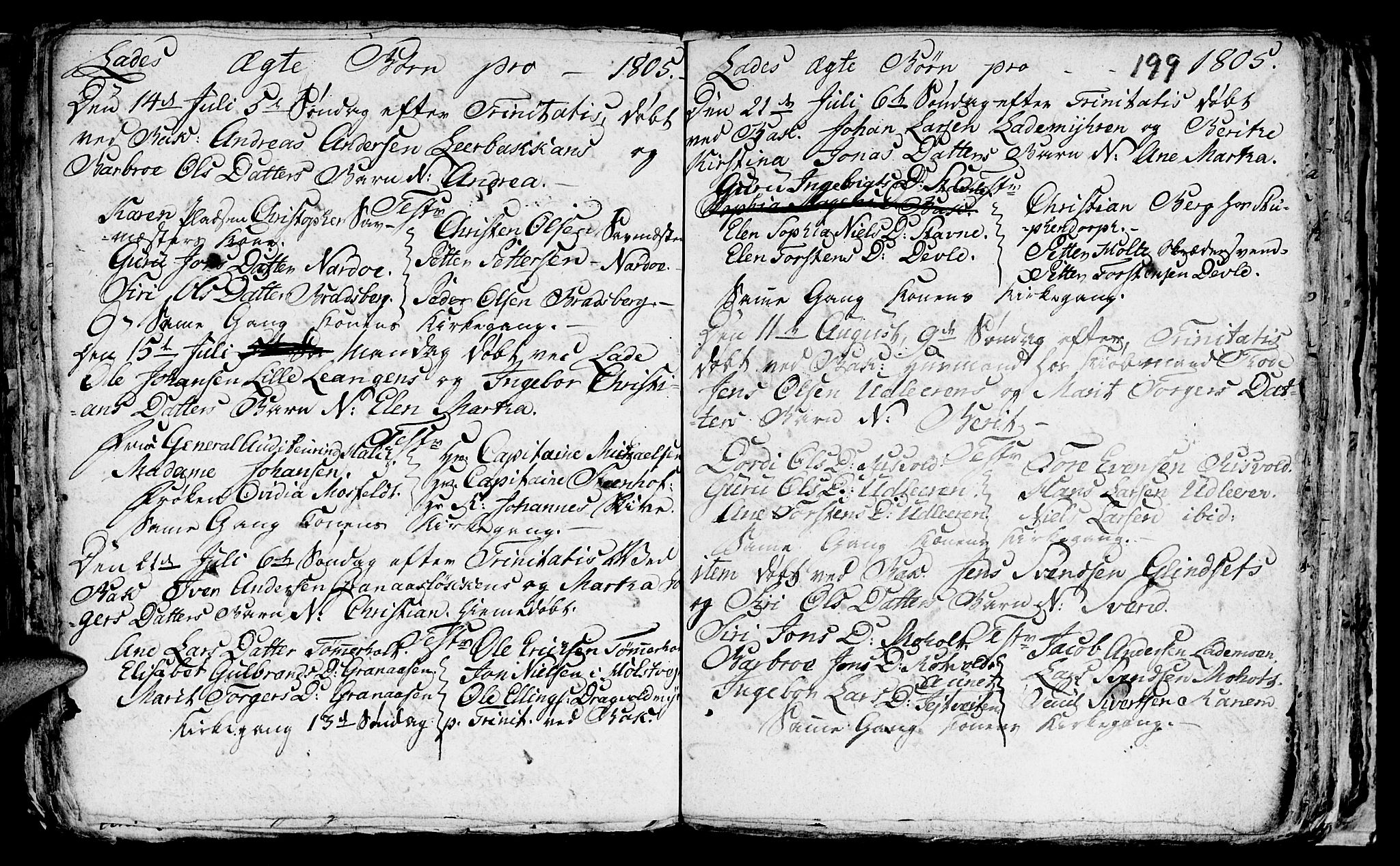 Ministerialprotokoller, klokkerbøker og fødselsregistre - Sør-Trøndelag, SAT/A-1456/606/L0305: Parish register (copy) no. 606C01, 1757-1819, p. 199