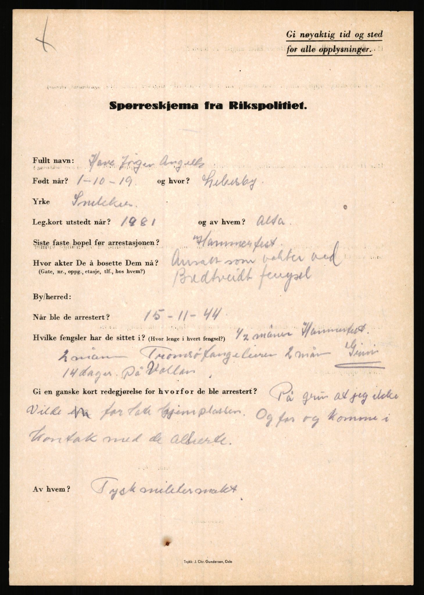 Rikspolitisjefen, AV/RA-S-1560/L/L0001: Abelseth, Rudolf - Berentsen, Odd, 1940-1945, p. 755