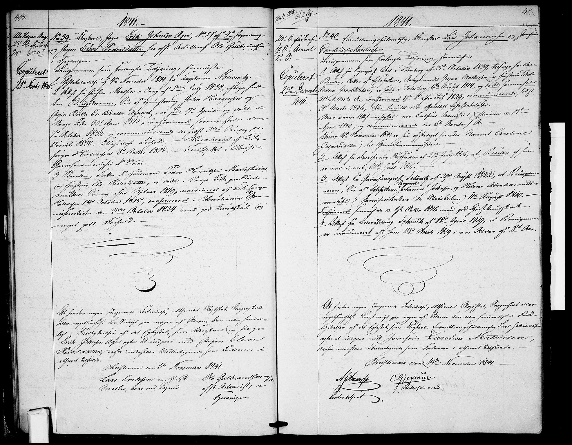 Garnisonsmenigheten Kirkebøker, AV/SAO-A-10846/H/Ha/L0004: Banns register no. I 4, 1840-1844, p. 40-41