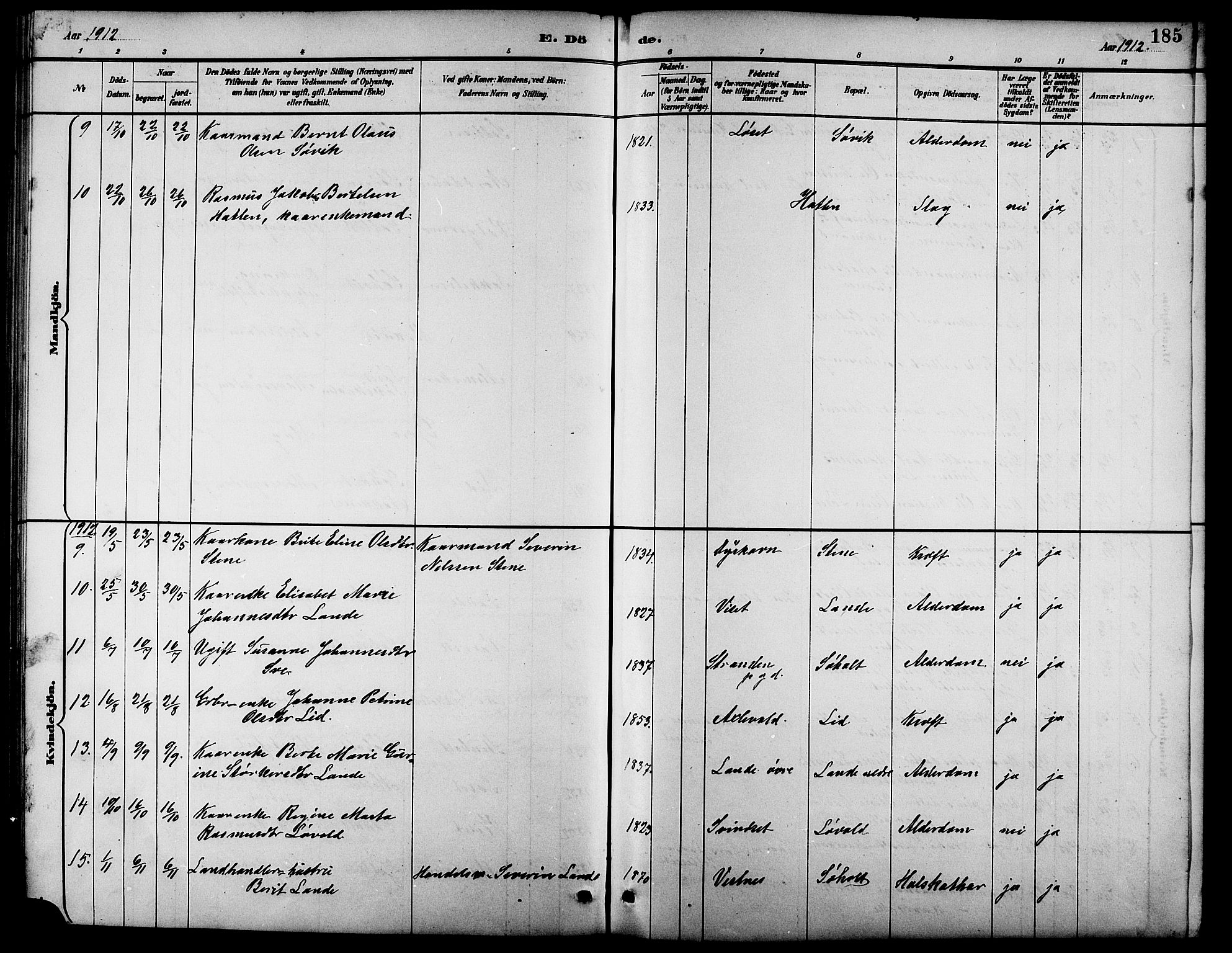 Ministerialprotokoller, klokkerbøker og fødselsregistre - Møre og Romsdal, AV/SAT-A-1454/522/L0327: Parish register (copy) no. 522C06, 1890-1915, p. 185