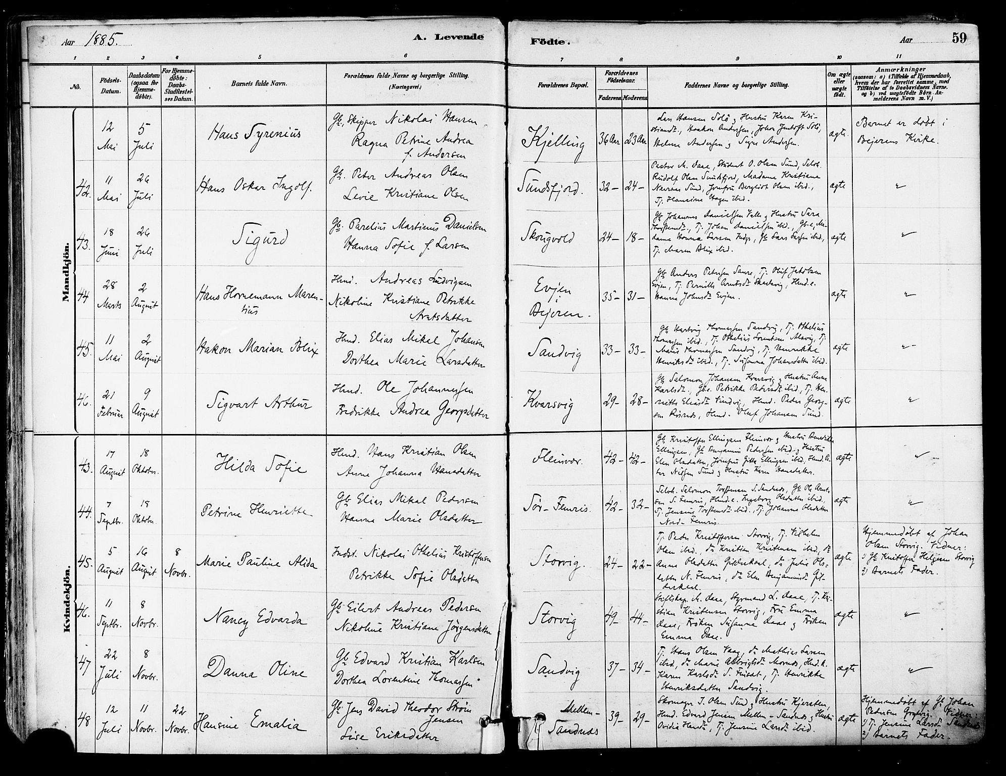 Ministerialprotokoller, klokkerbøker og fødselsregistre - Nordland, SAT/A-1459/805/L0099: Parish register (official) no. 805A06, 1880-1891, p. 59