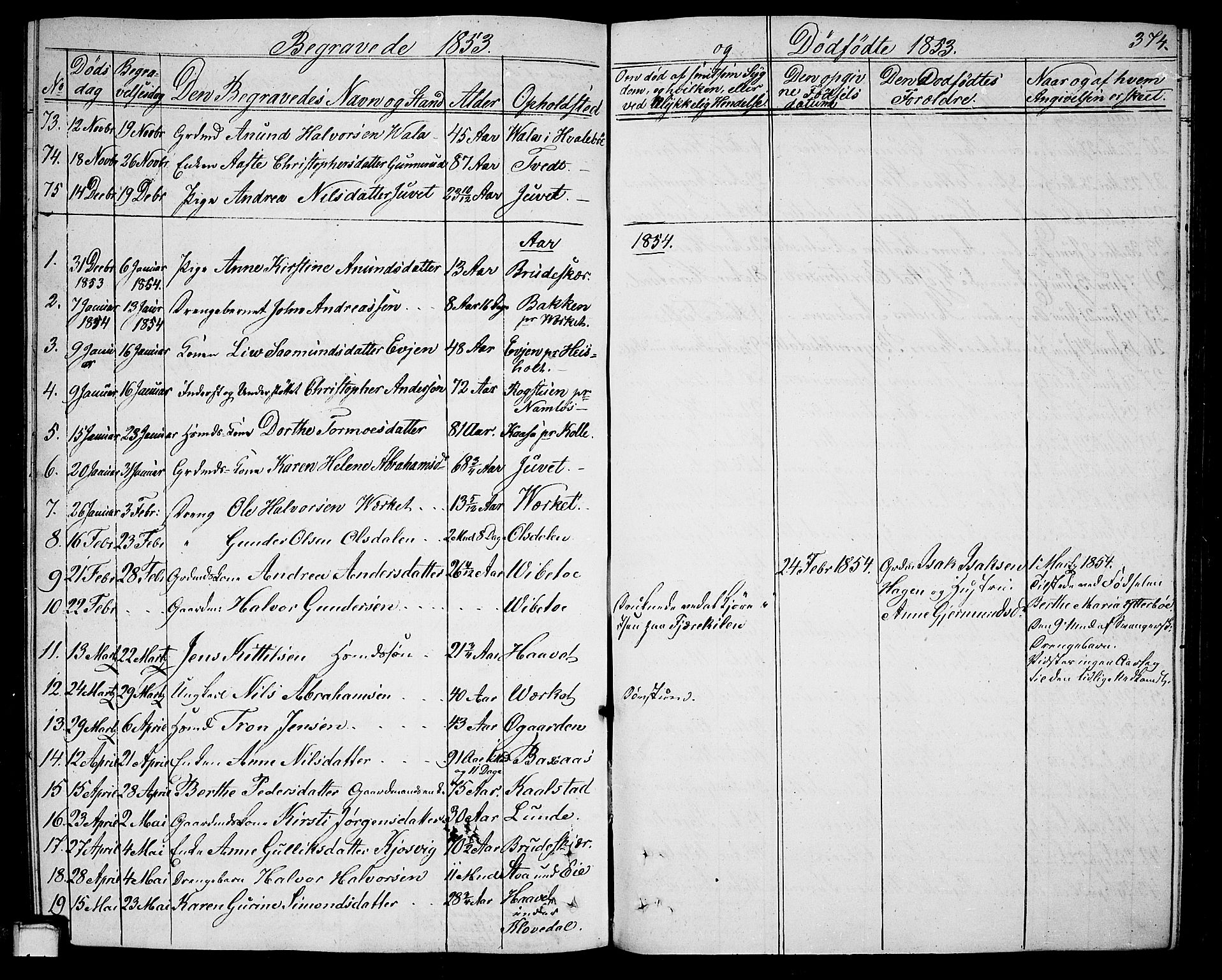 Holla kirkebøker, AV/SAKO-A-272/G/Ga/L0003: Parish register (copy) no. I 3, 1849-1866, p. 374