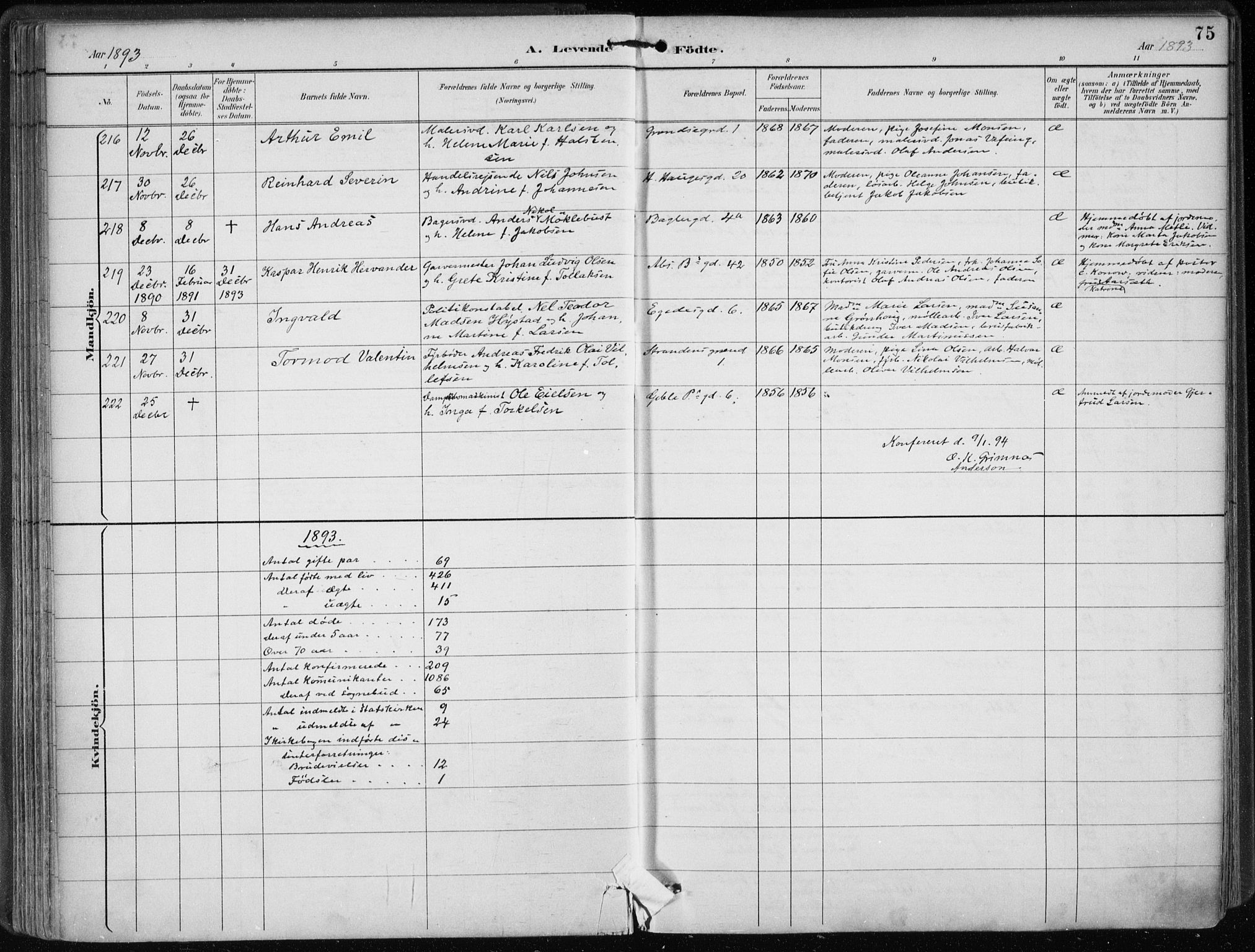 Sandviken Sokneprestembete, AV/SAB-A-77601/H/Ha/L0005: Parish register (official) no. B 2, 1891-1901, p. 75