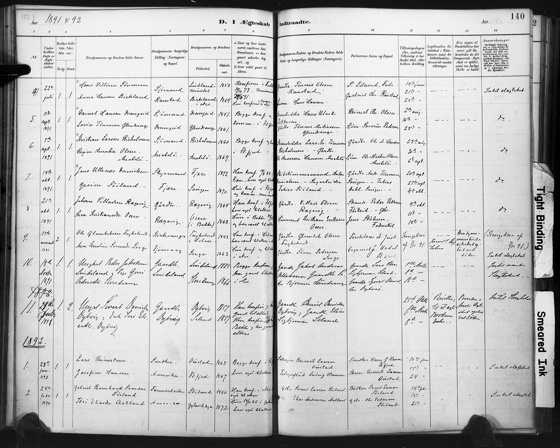 Flekkefjord sokneprestkontor, AV/SAK-1111-0012/F/Fa/Fac/L0008: Parish register (official) no. A 8, 1885-1898, p. 140