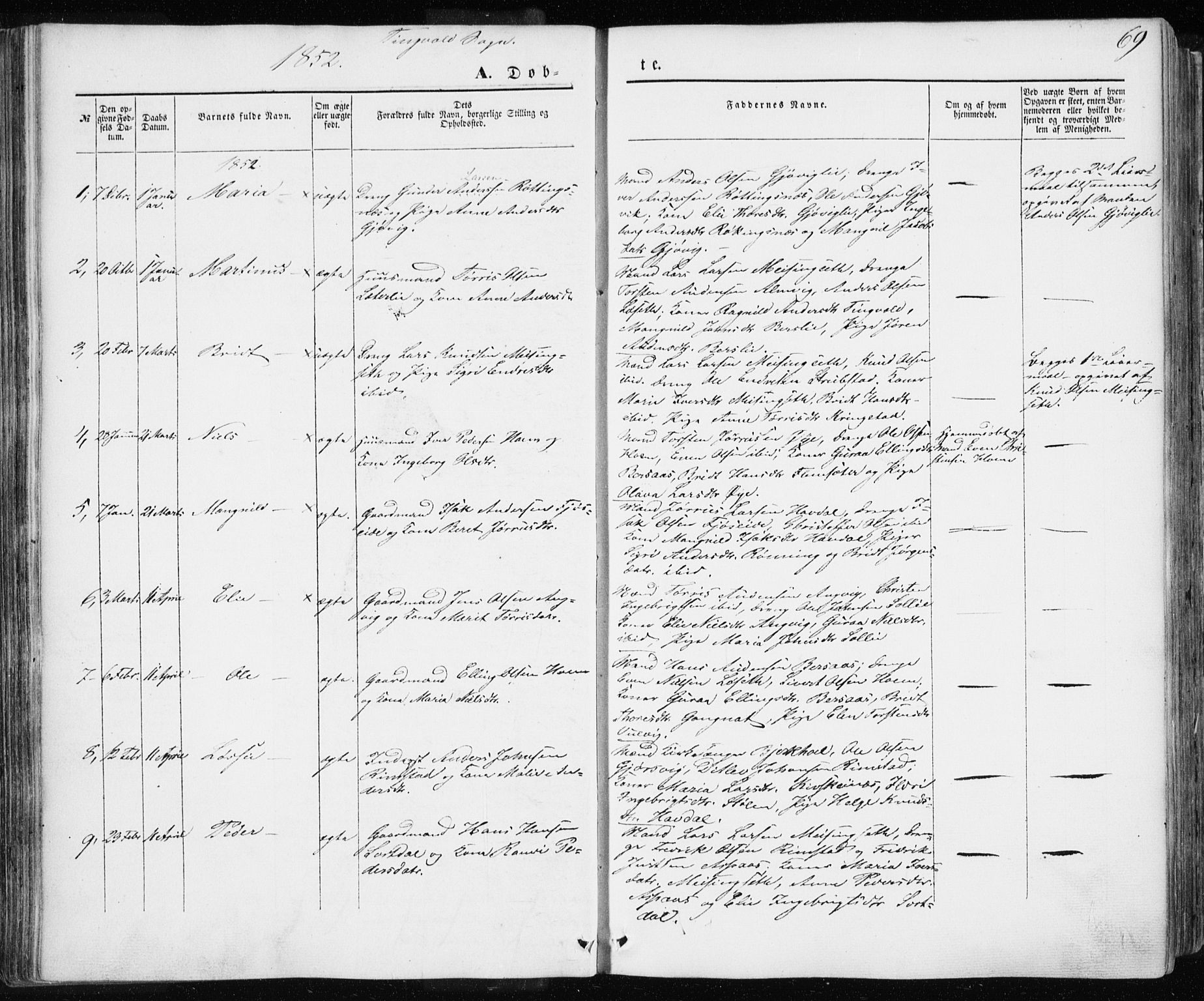 Ministerialprotokoller, klokkerbøker og fødselsregistre - Møre og Romsdal, AV/SAT-A-1454/586/L0984: Parish register (official) no. 586A10, 1844-1856, p. 69