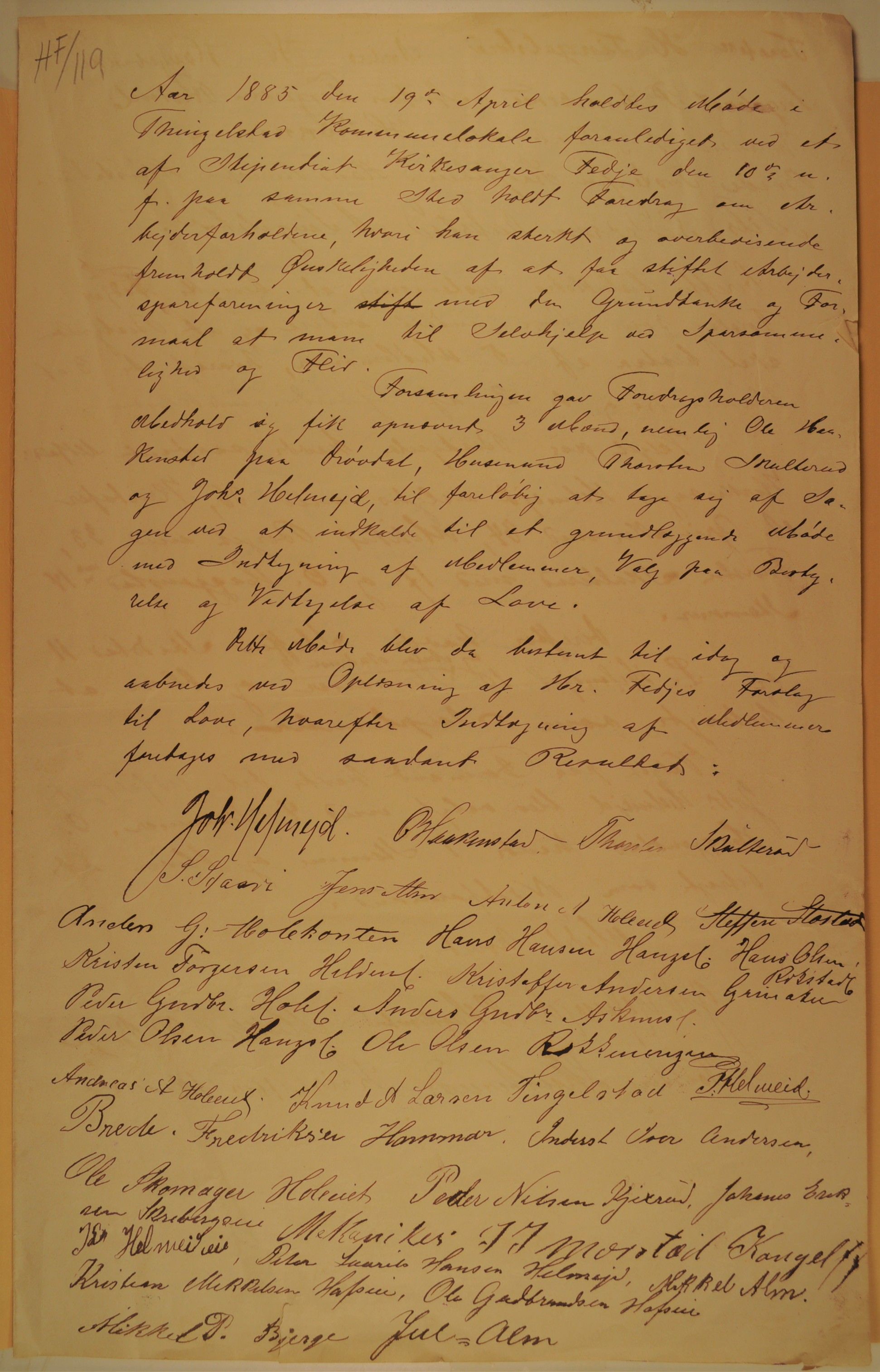 , Founding document 1885, 1885