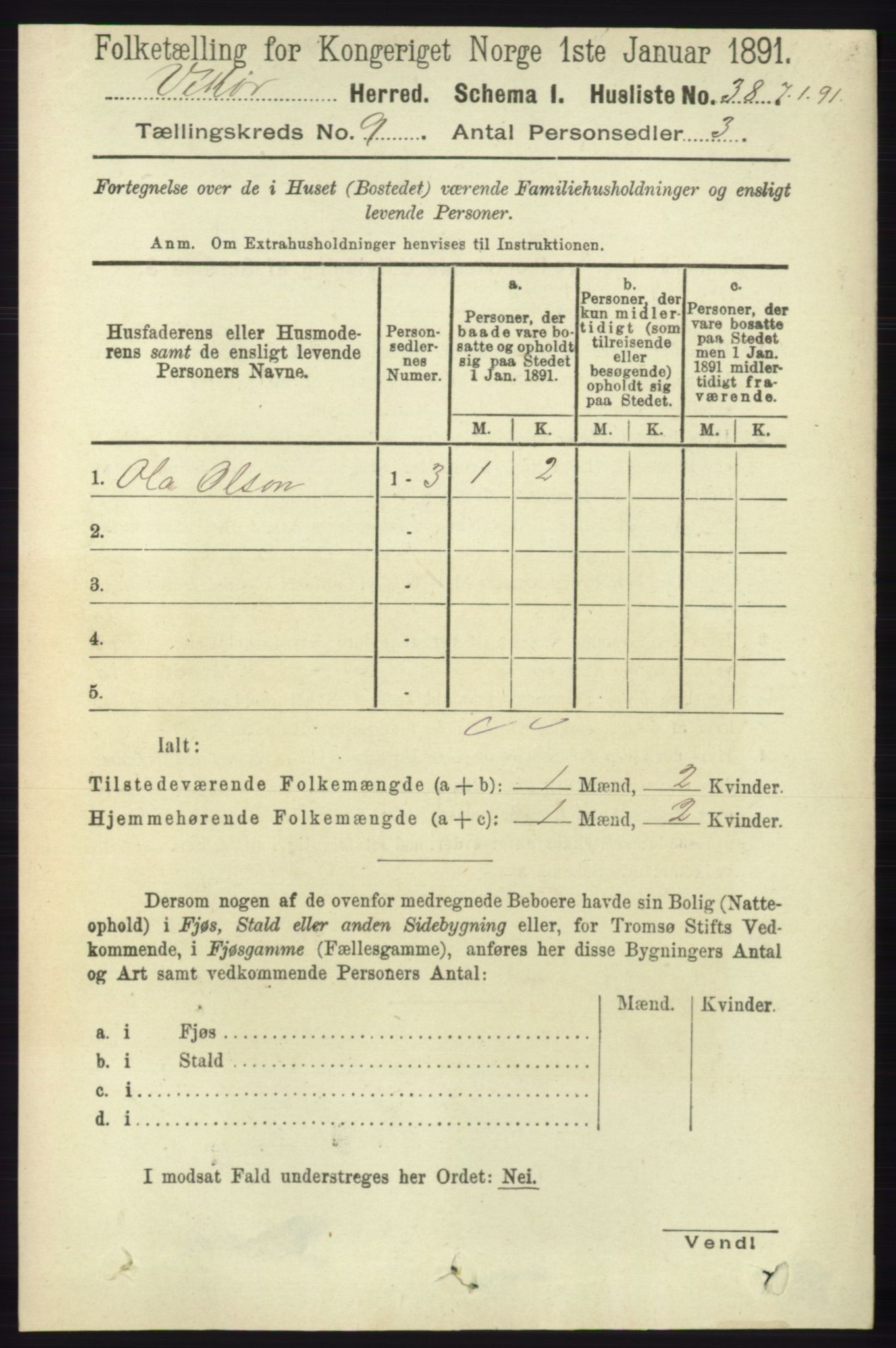 RA, 1891 census for 1238 Vikør, 1891, p. 2657