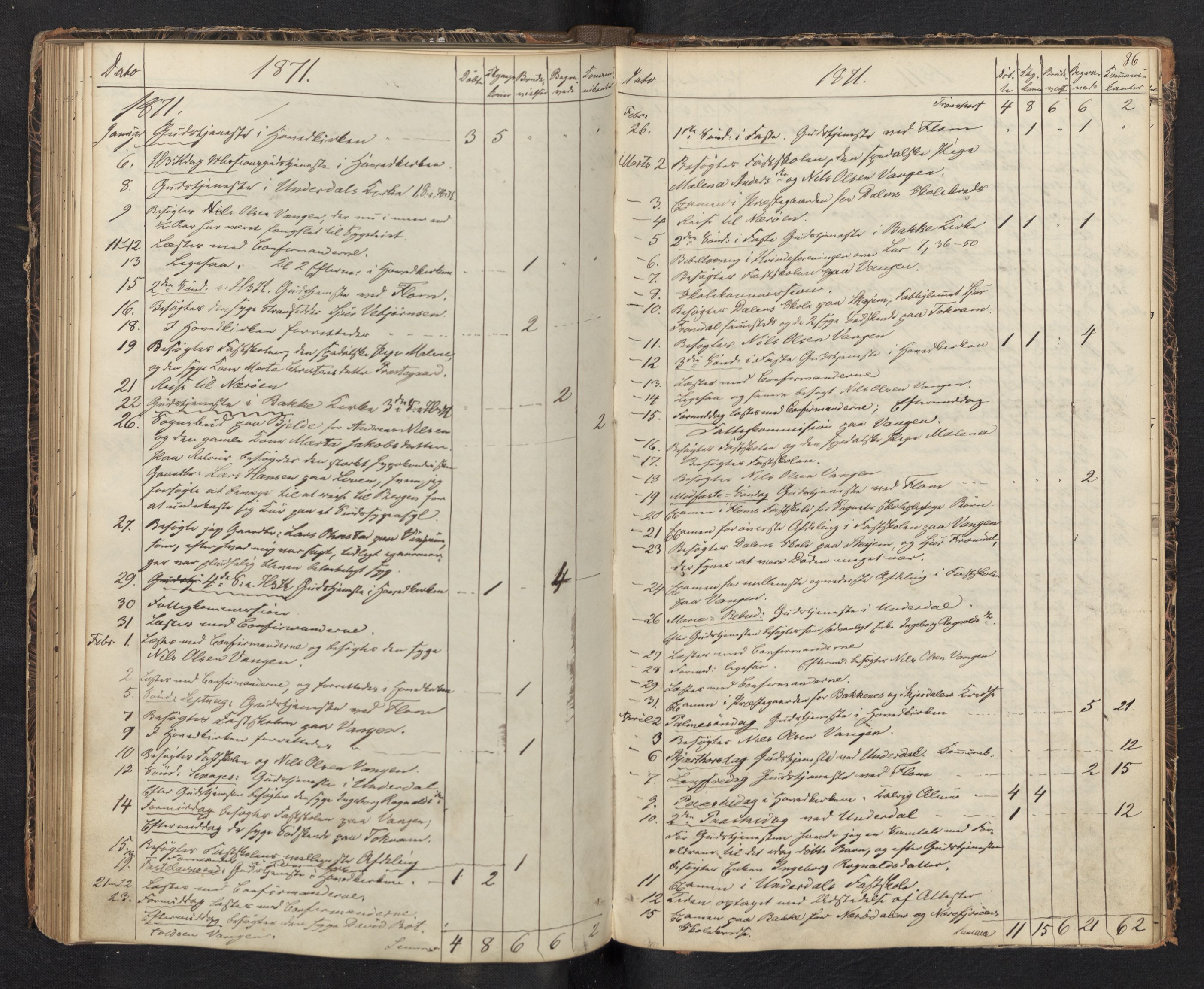 Aurland sokneprestembete, SAB/A-99937/H/Ha/Haf: Diary records no. F 0, 1844-1876, p. 85b-86a