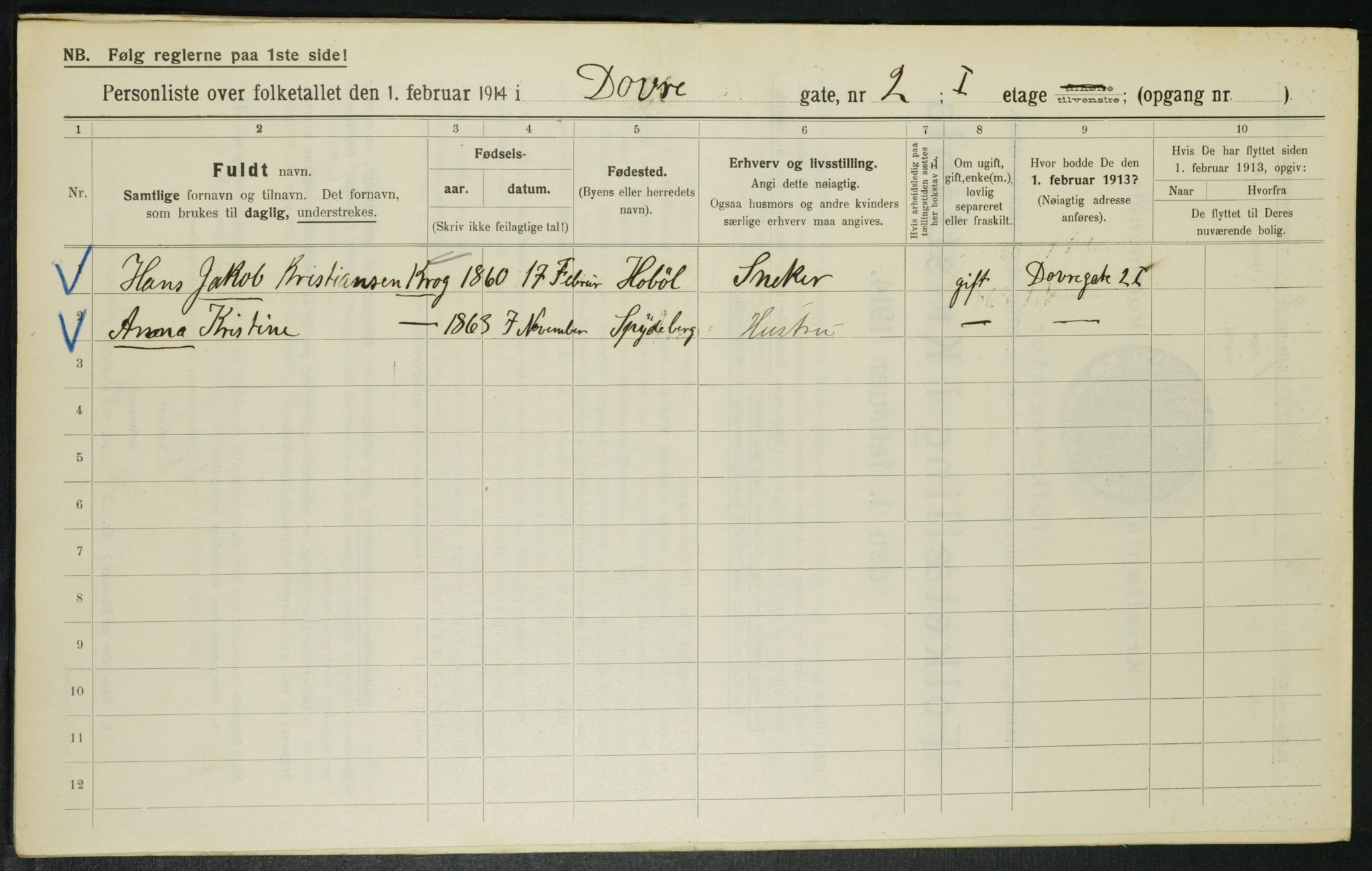 OBA, Municipal Census 1914 for Kristiania, 1914, p. 16195