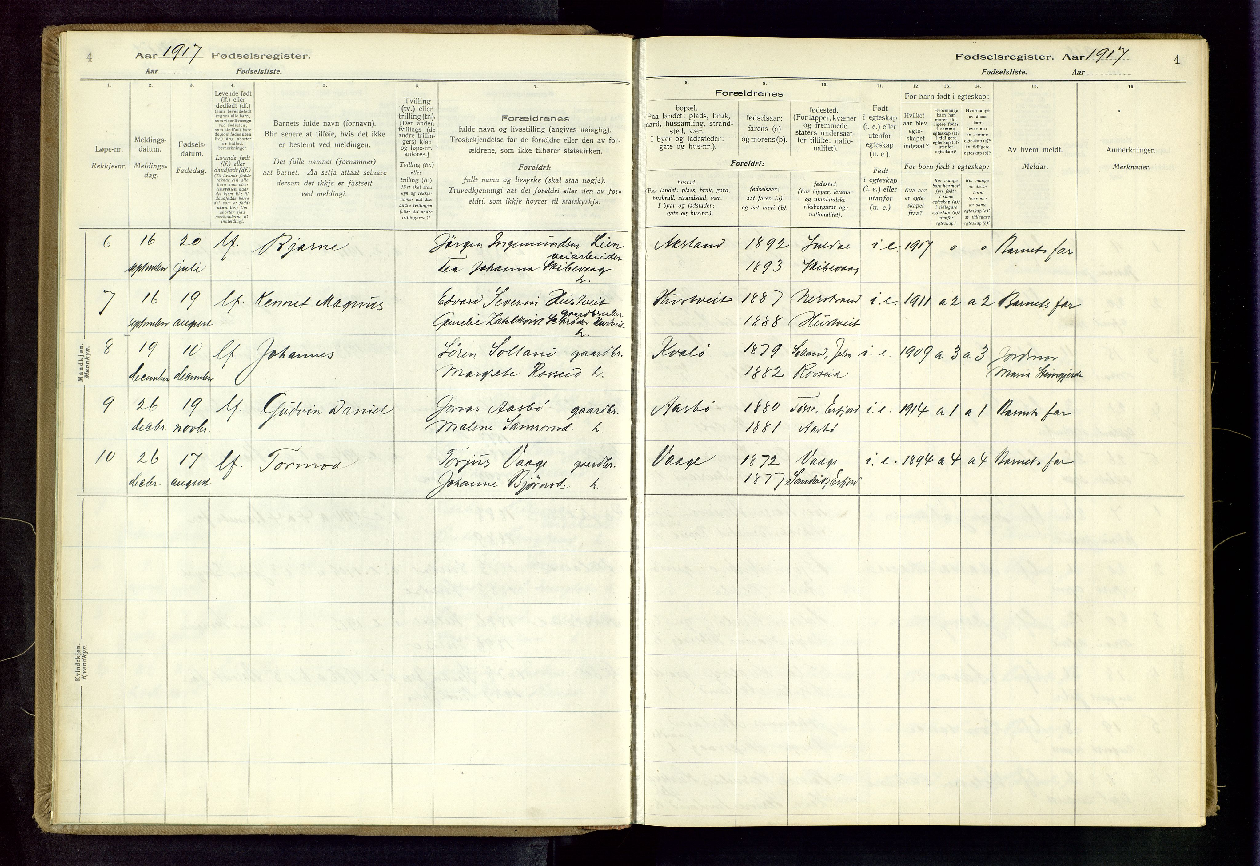 Vikedal sokneprestkontor, AV/SAST-A-101840/01/II: Birth register no. 5, 1916-1982, p. 4