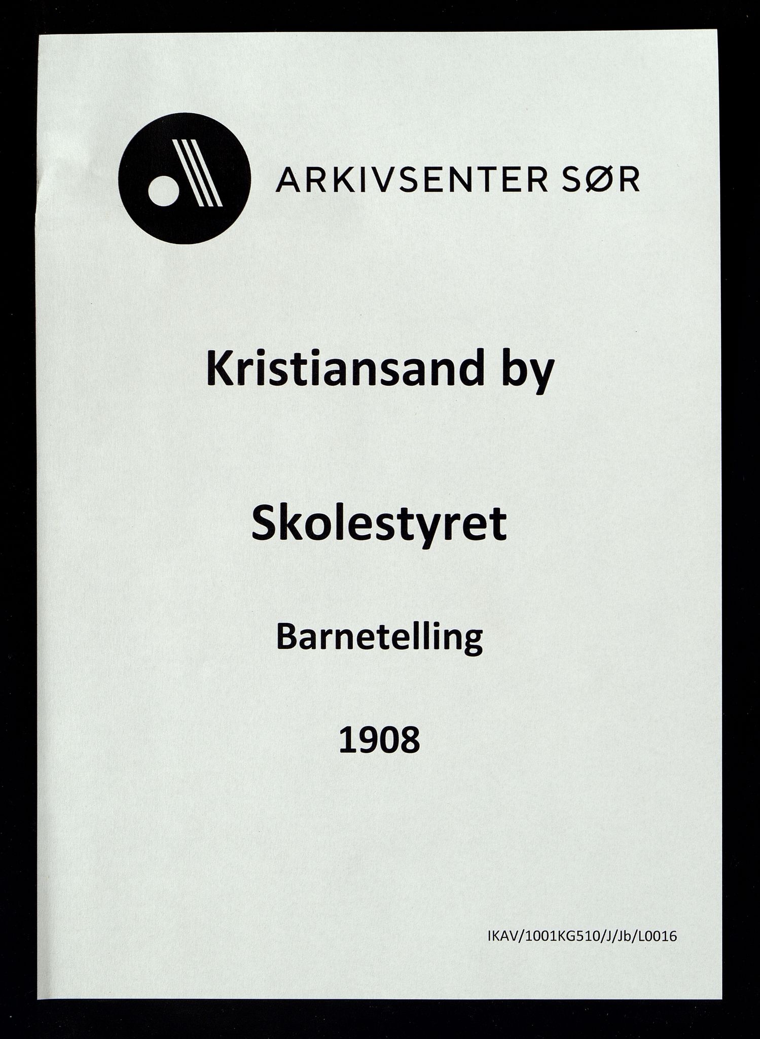 Kristiansand By - Skolekommisjonen/ -Styret, IKAV/1001KG510/J/Jb/L0016: Barnetelling, 1908