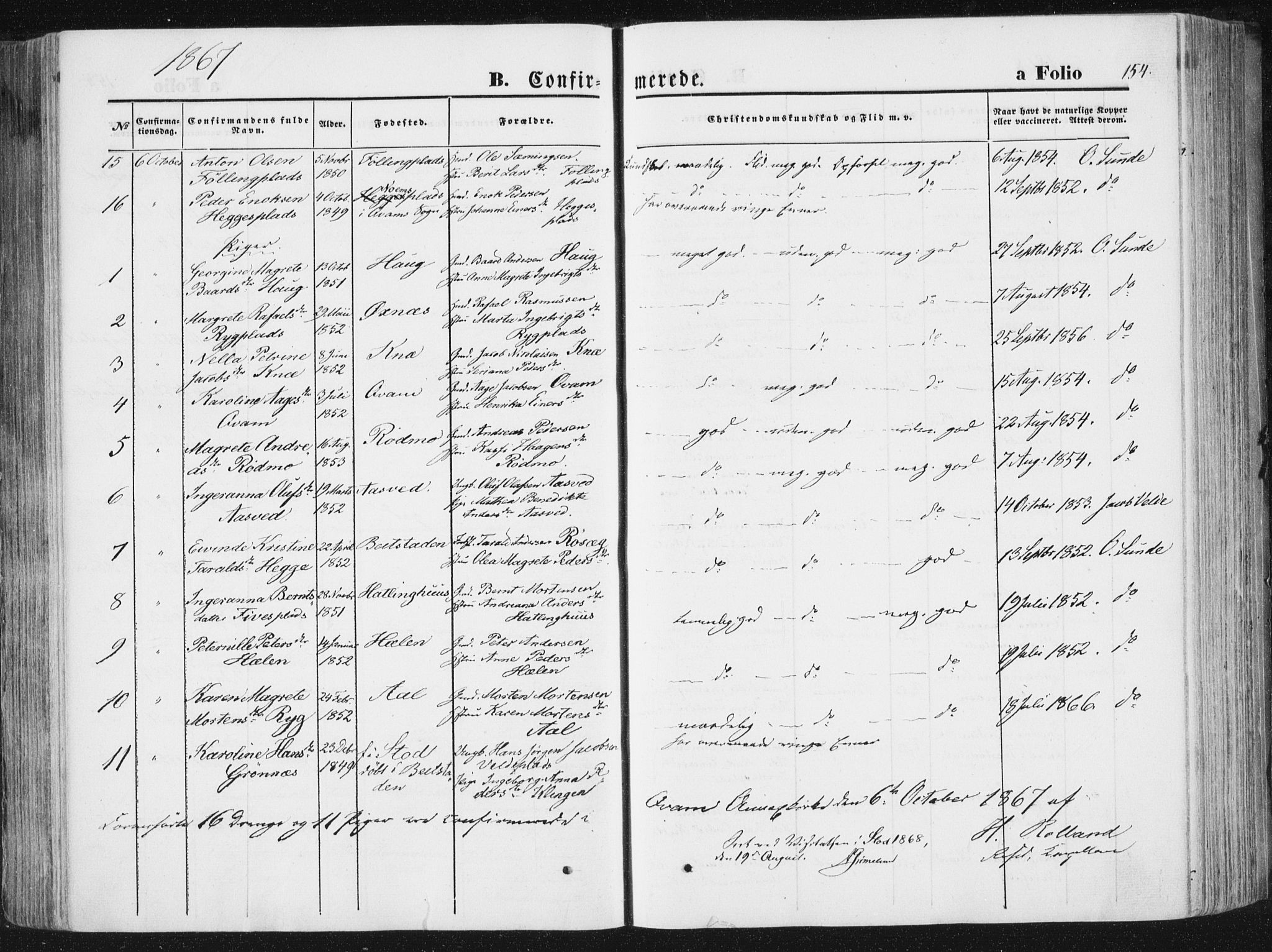 Ministerialprotokoller, klokkerbøker og fødselsregistre - Nord-Trøndelag, SAT/A-1458/746/L0447: Parish register (official) no. 746A06, 1860-1877, p. 154