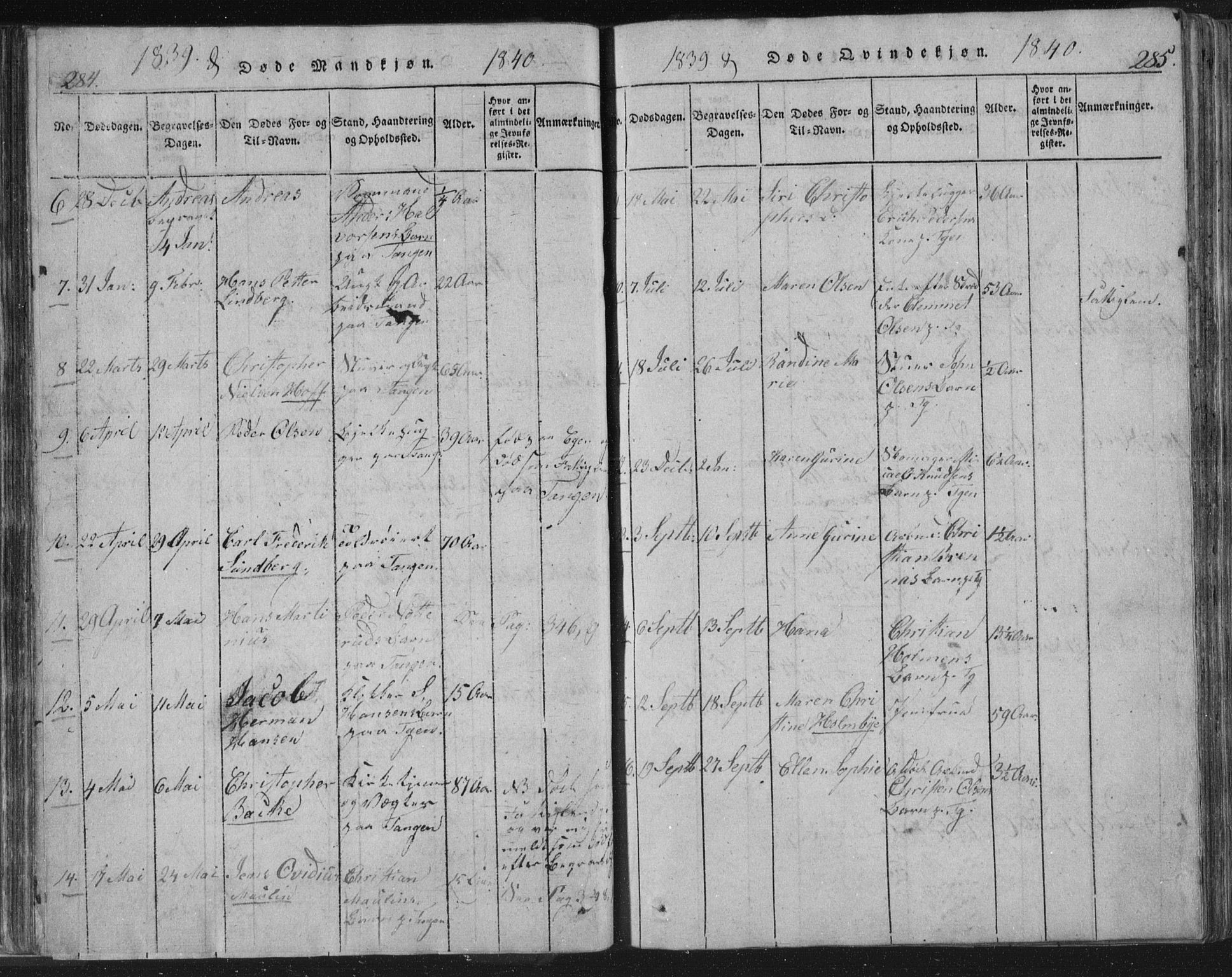 Strømsø kirkebøker, AV/SAKO-A-246/F/Fb/L0004: Parish register (official) no. II 4, 1814-1843, p. 284-285