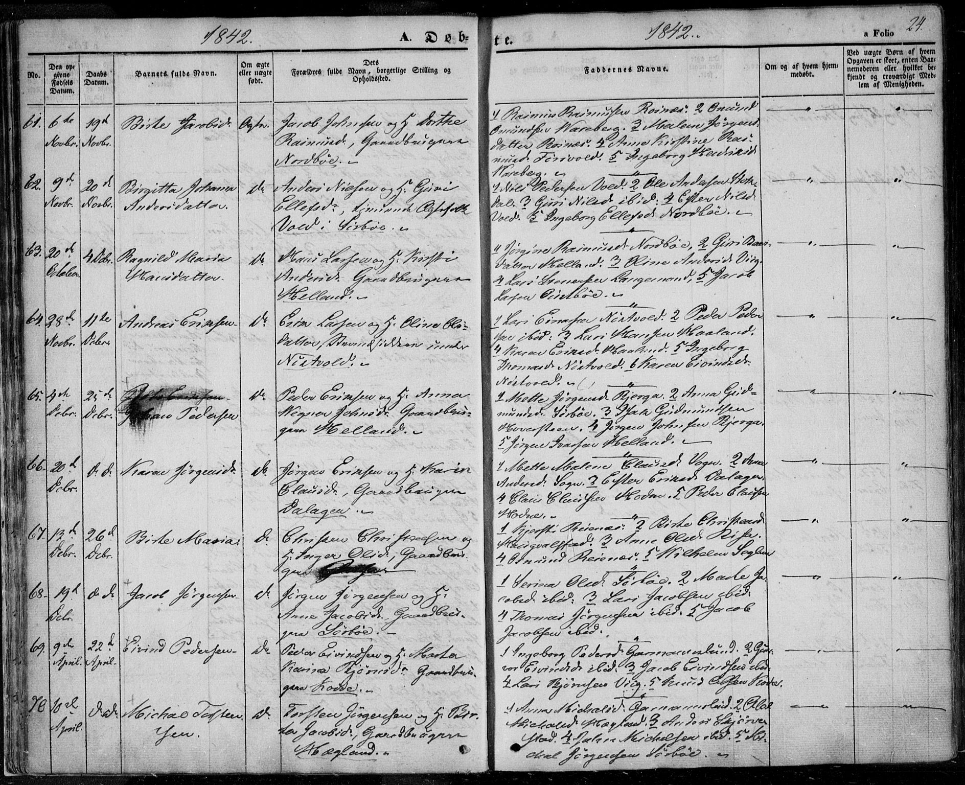 Rennesøy sokneprestkontor, AV/SAST-A -101827/H/Ha/Haa/L0005: Parish register (official) no. A 5, 1838-1859, p. 24