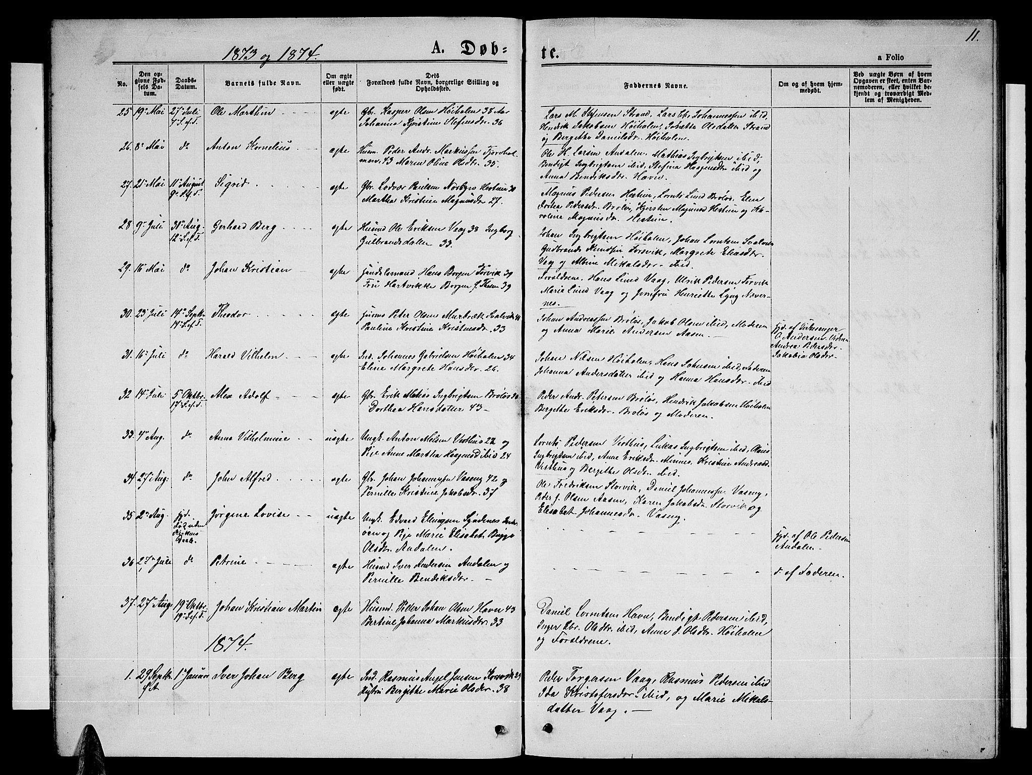 Ministerialprotokoller, klokkerbøker og fødselsregistre - Nordland, AV/SAT-A-1459/819/L0276: Parish register (copy) no. 819C02, 1869-1887, p. 11