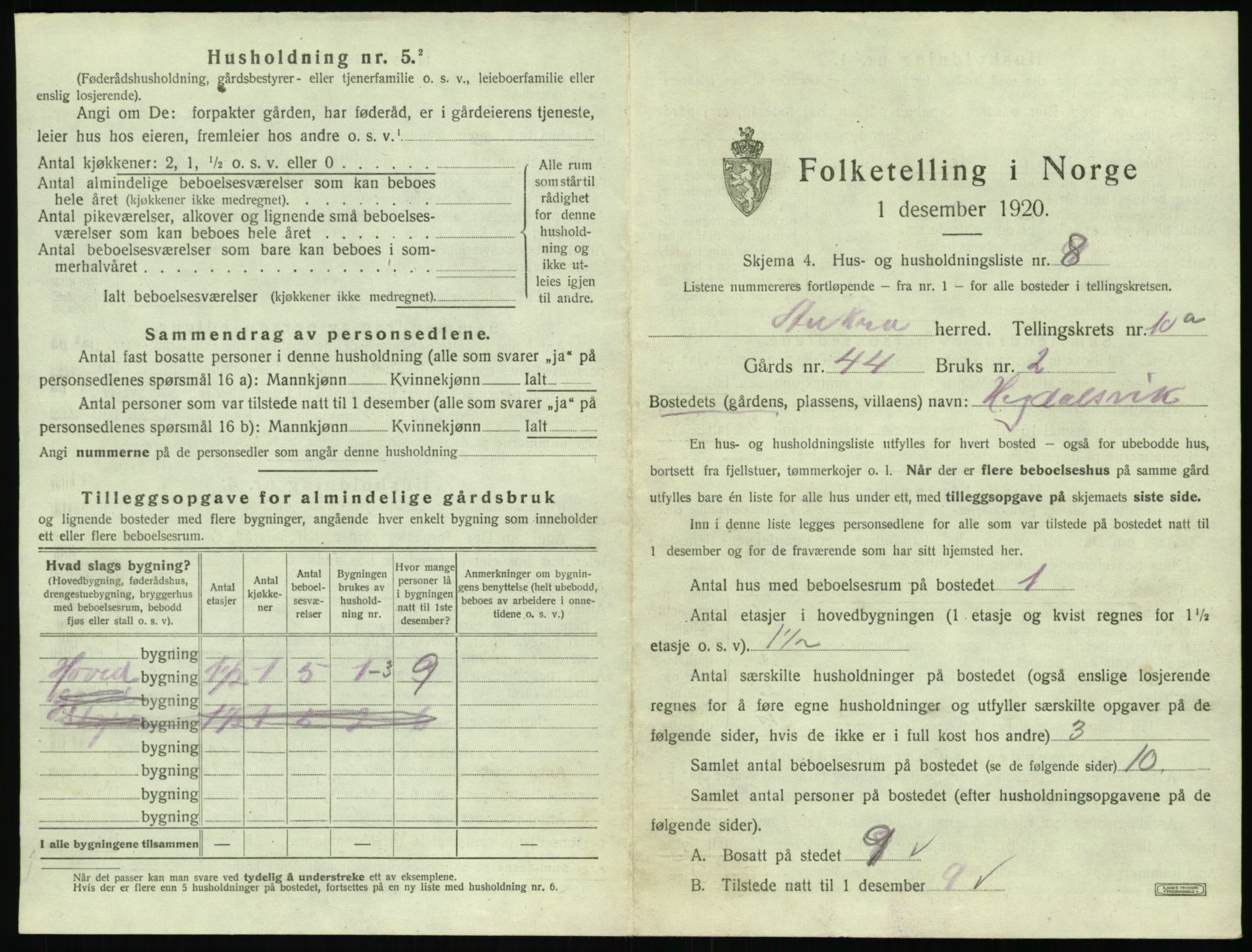 SAT, 1920 census for Aukra, 1920, p. 667