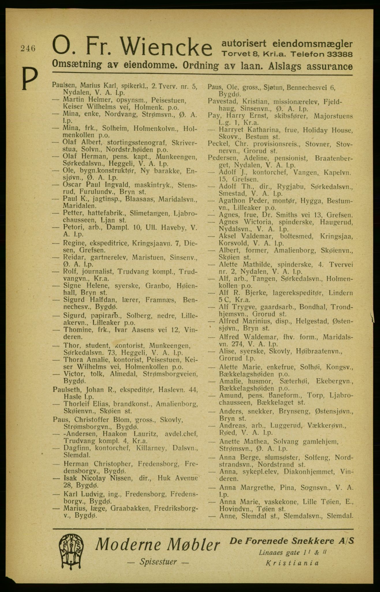 Aker adressebok/adressekalender, PUBL/001/A/002: Akers adressekalender, 1922, p. 246