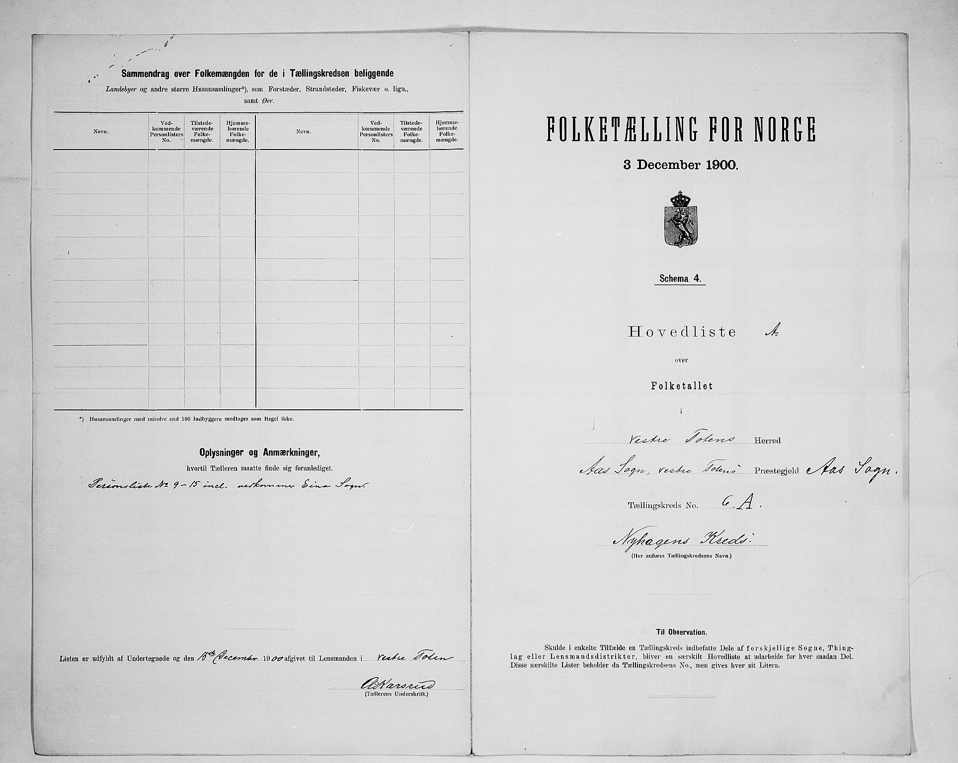 SAH, 1900 census for Vestre Toten, 1900, p. 37