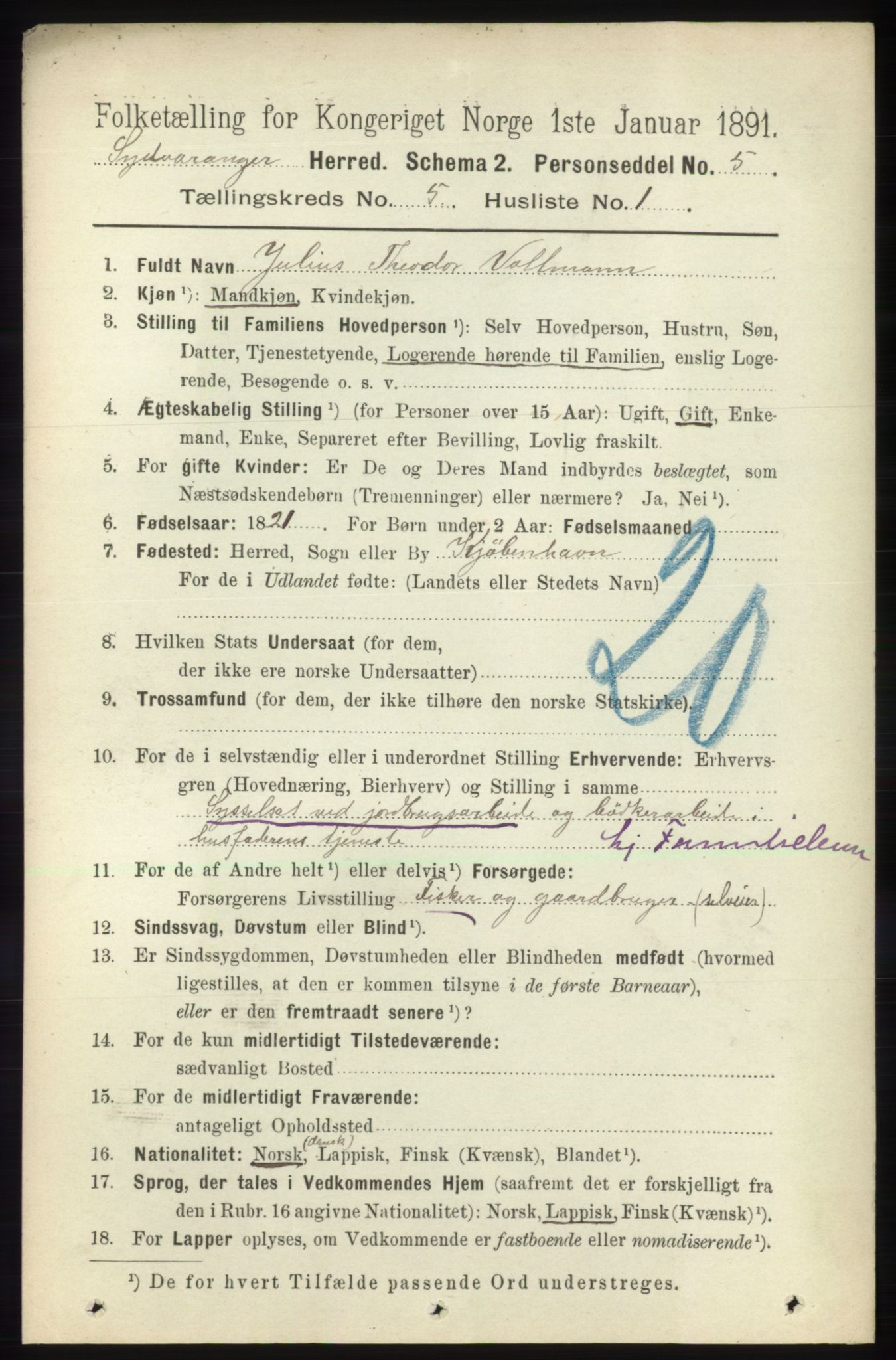 RA, 1891 census for 2030 Sør-Varanger, 1891, p. 1572