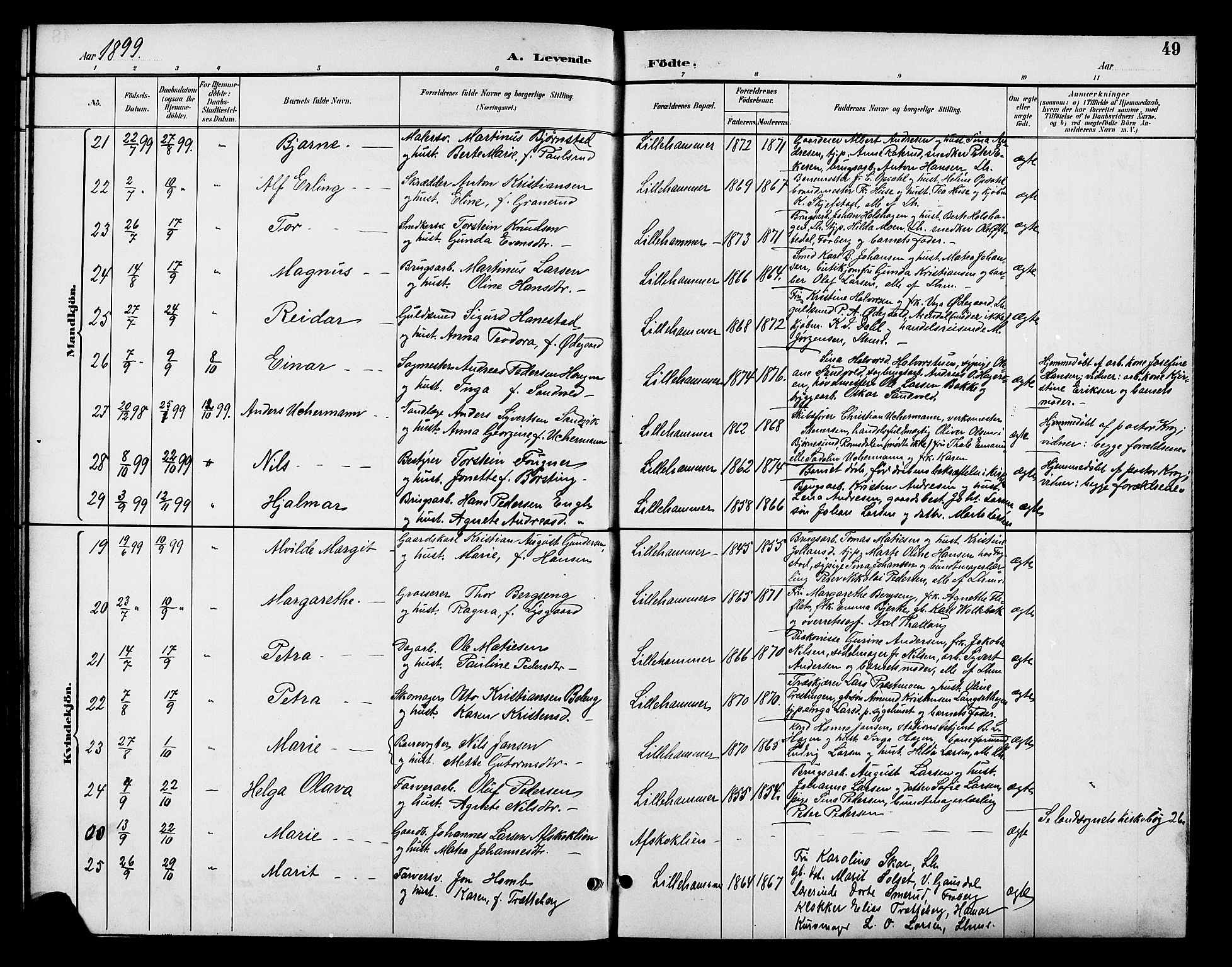 Fåberg prestekontor, AV/SAH-PREST-086/H/Ha/Hab/L0008: Parish register (copy) no. 8, 1891-1900, p. 49