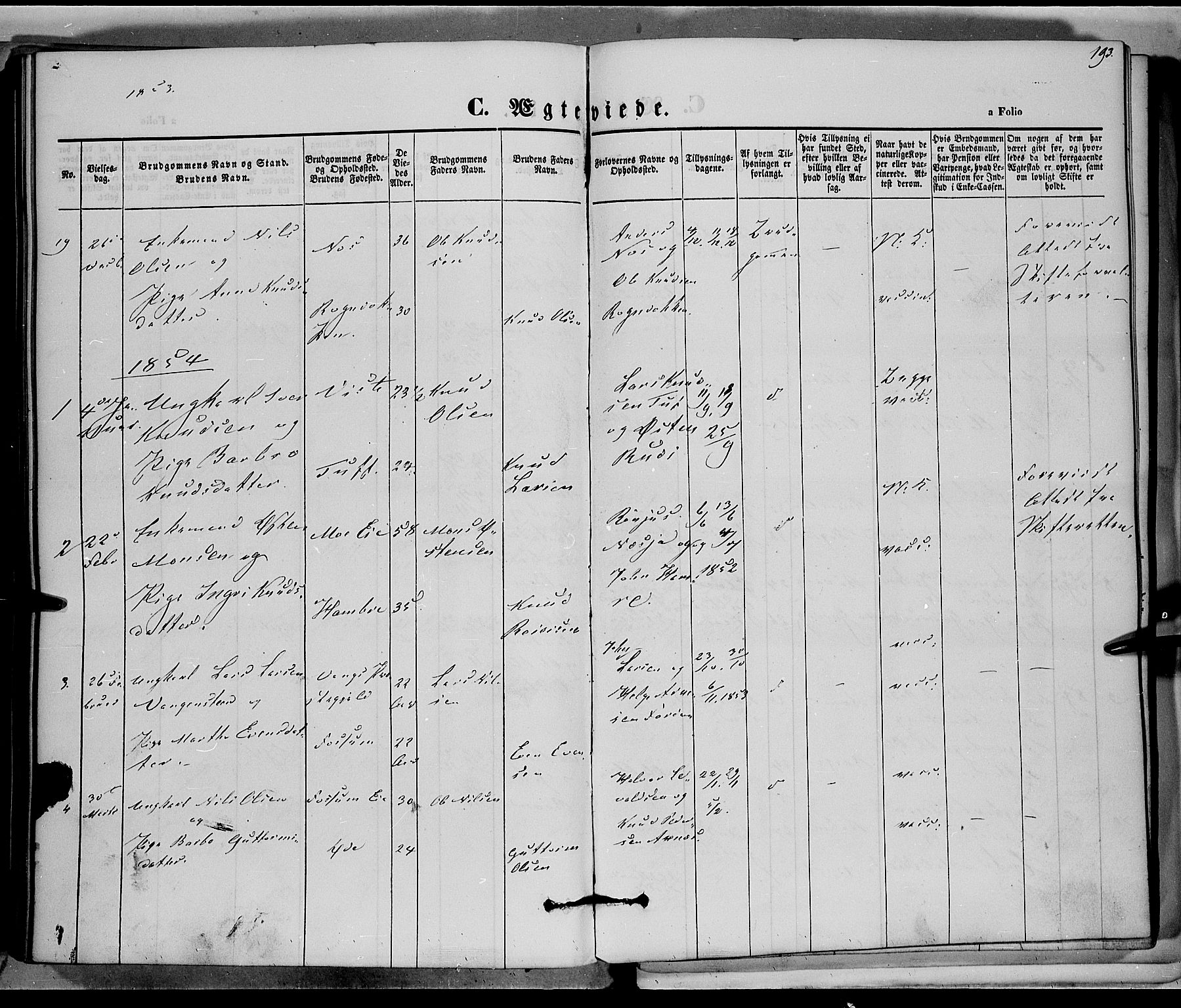 Vestre Slidre prestekontor, AV/SAH-PREST-136/H/Ha/Haa/L0001: Parish register (official) no. 1, 1844-1855, p. 193