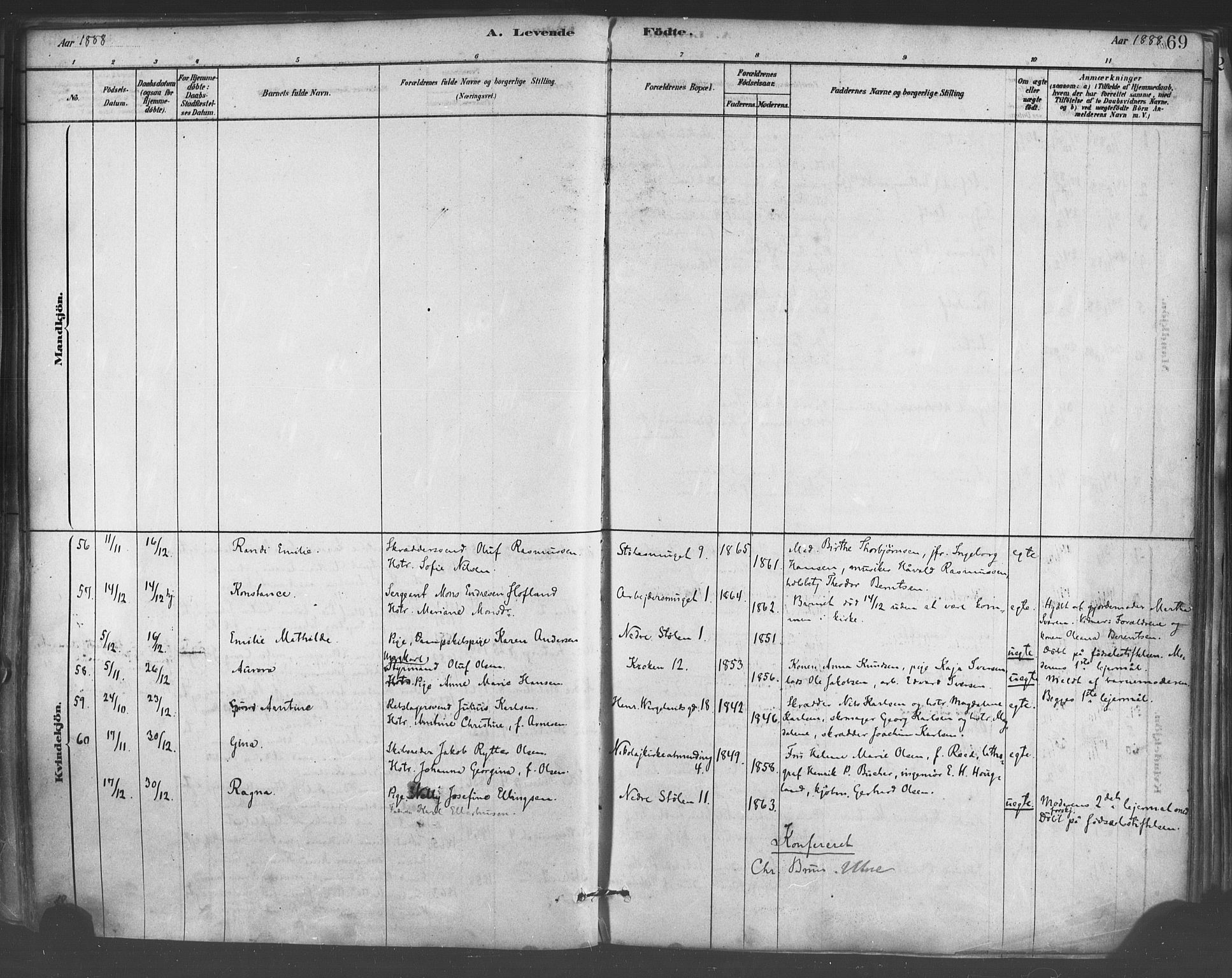 Mariakirken Sokneprestembete, AV/SAB-A-76901/H/Haa/L0007: Parish register (official) no. A 7, 1878-1893, p. 69